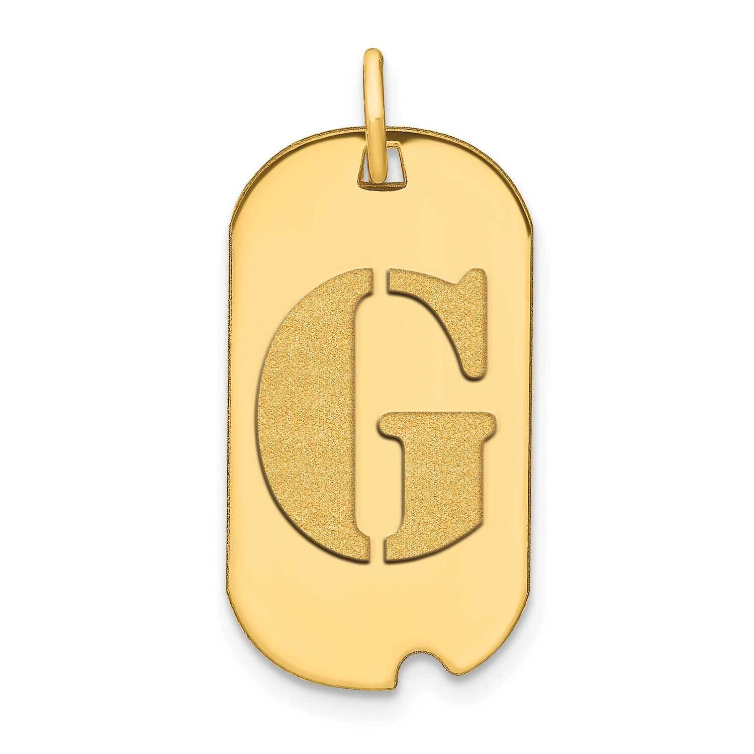 Letter G Initial Dog Tag Pendant 14k Gold Polished YC1439G, MPN: YC1439G, 196904085042