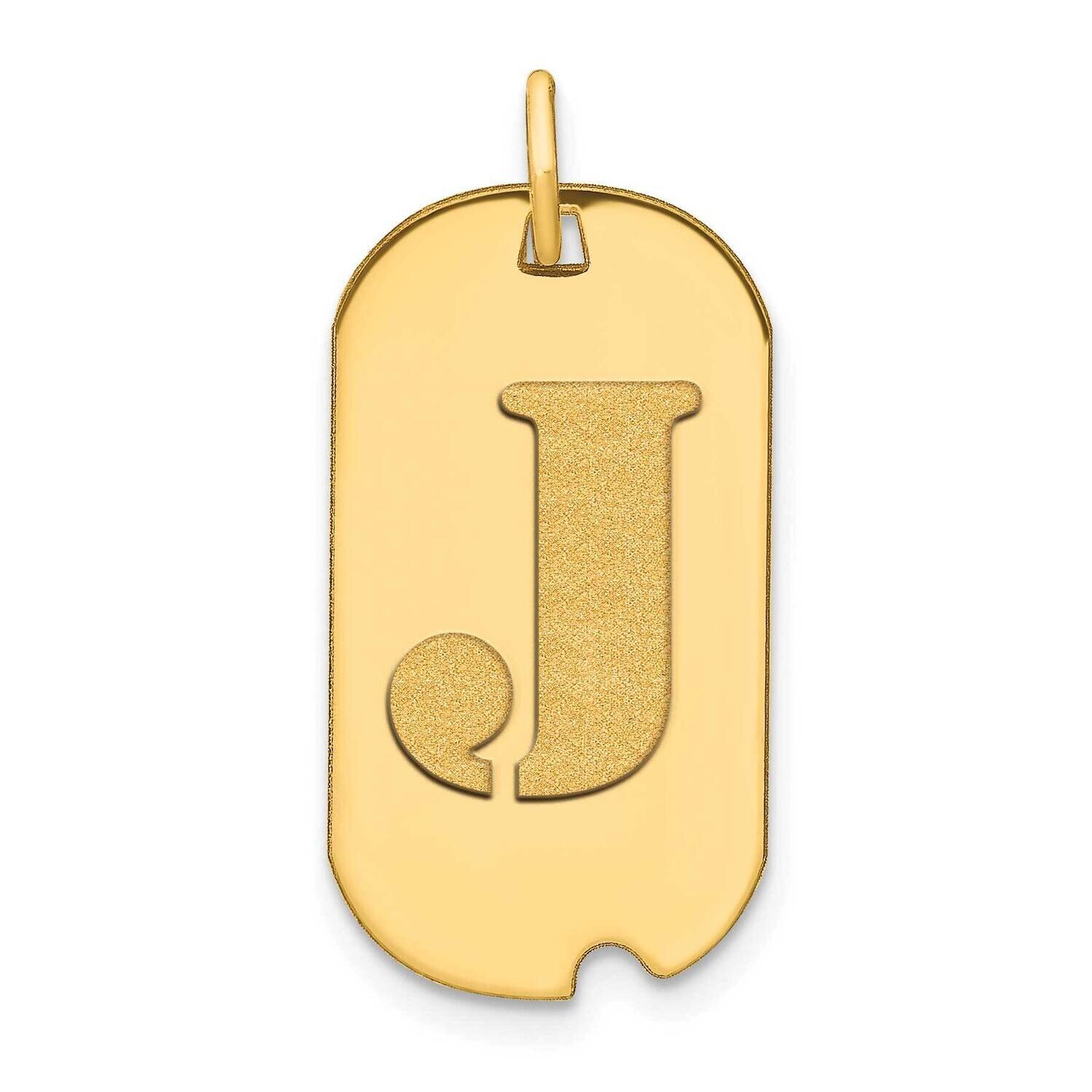 Letter J Initial Dog Tag Pendant 14k Gold Polished YC1439J, MPN: YC1439J, 196904087732