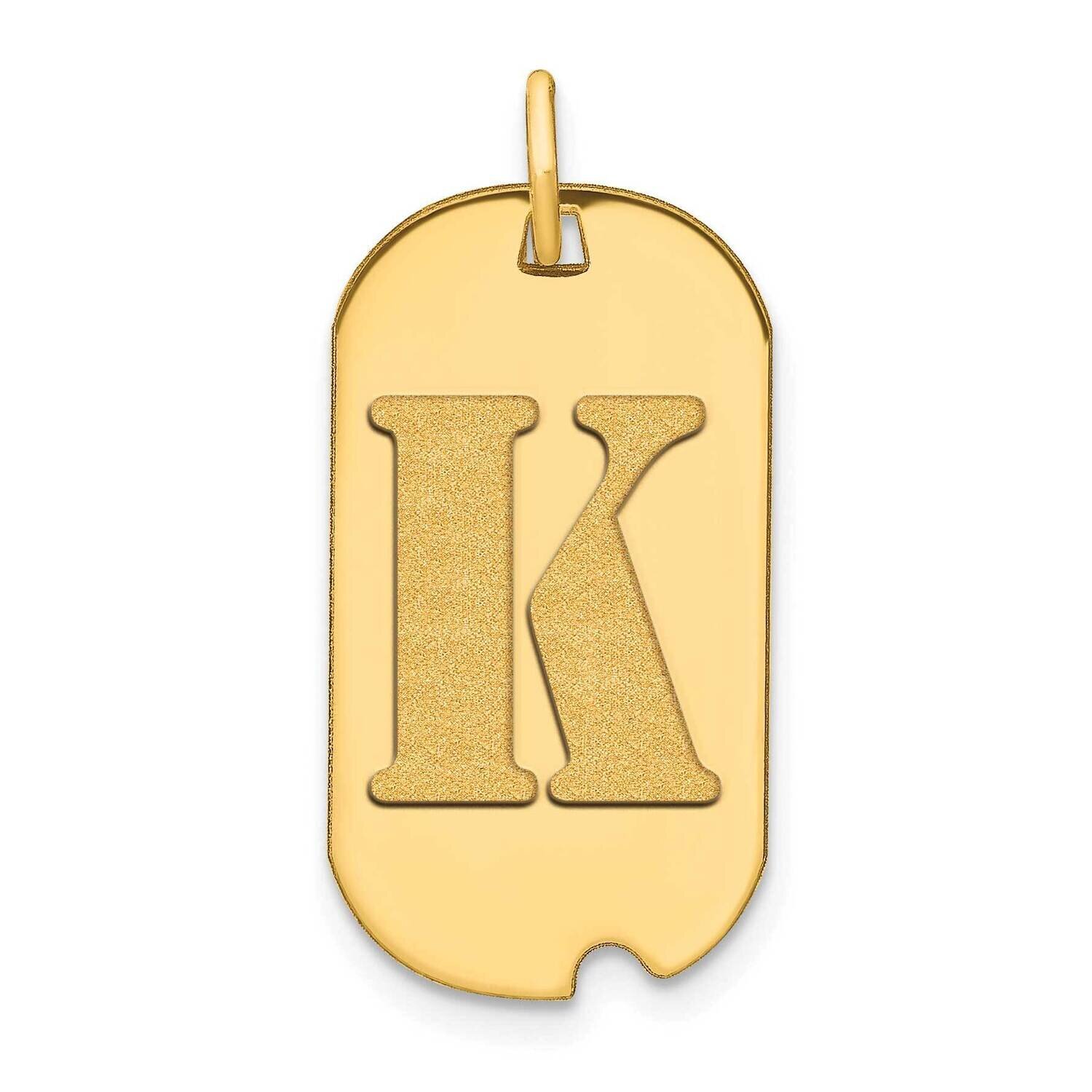 Letter K Initial Dog Tag Pendant 14k Gold Polished YC1439K, MPN: YC1439K, 196904087725