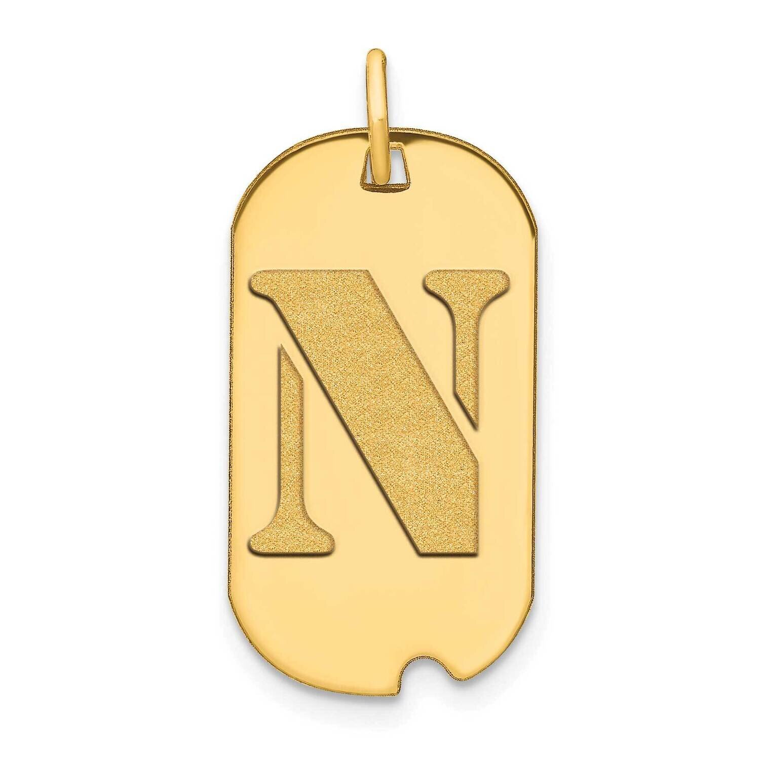 Letter N Initial Dog Tag Pendant 14k Gold Polished YC1439N, MPN: YC1439N, 196904086179