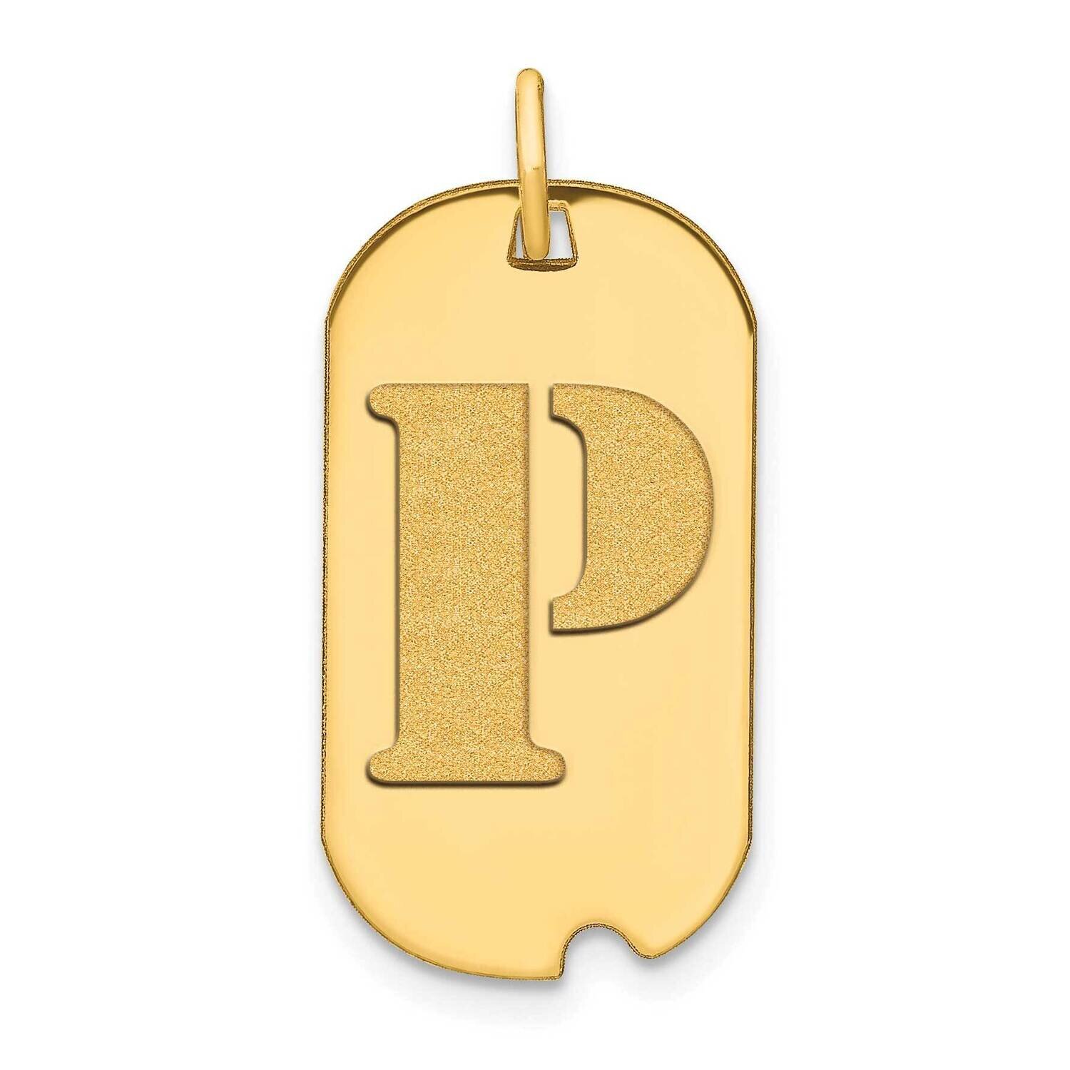 Letter P Initial Dog Tag Pendant 14k Gold Polished YC1439P, MPN: YC1439P, 196904084267