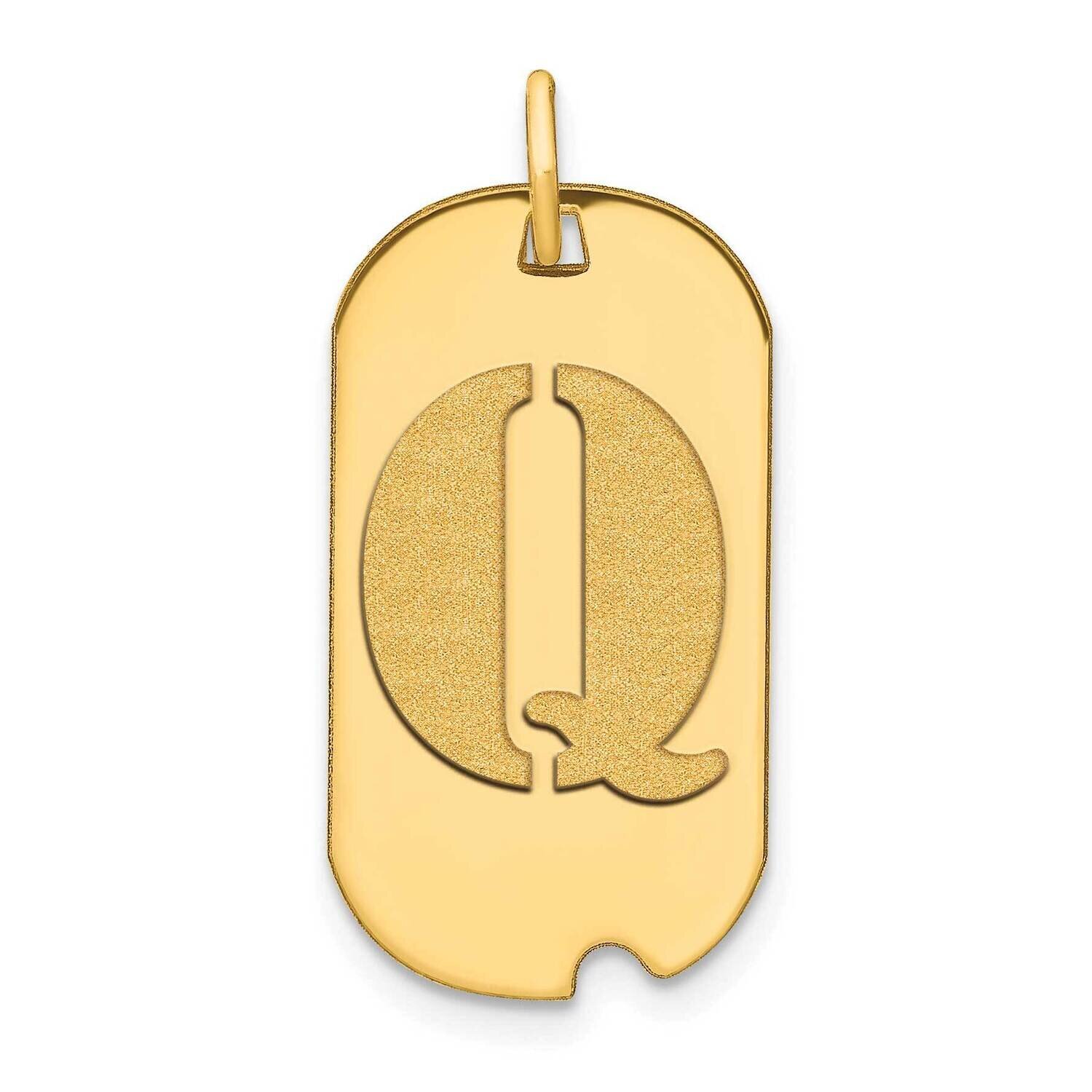 Letter Q Initial Dog Tag Pendant 14k Gold Polished YC1439Q, MPN: YC1439Q, 196904077740