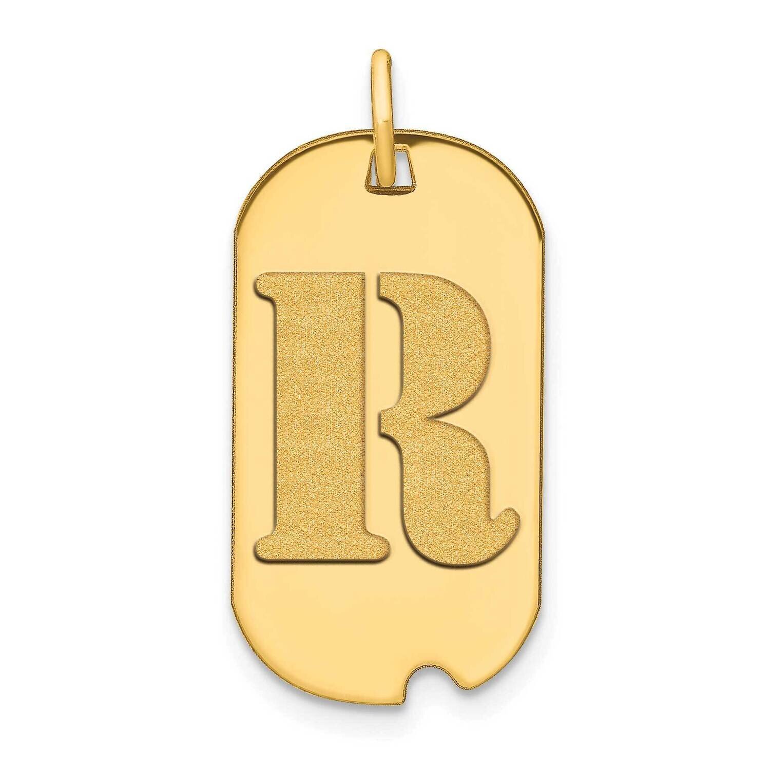 Letter R Initial Dog Tag Pendant 14k Gold Polished YC1439R