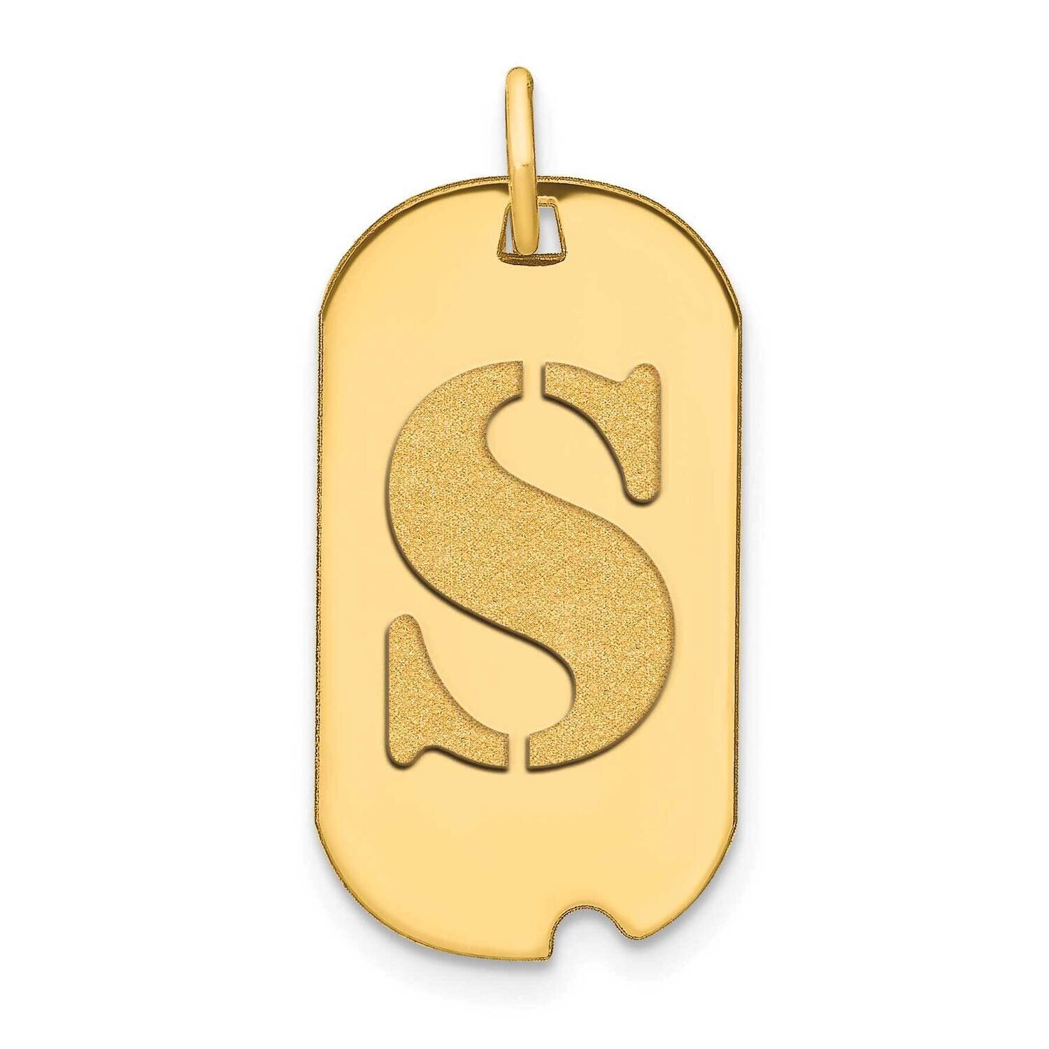 Letter S Initial Dog Tag Pendant 14k Gold Polished YC1439S, MPN: YC1439S, 196904086995