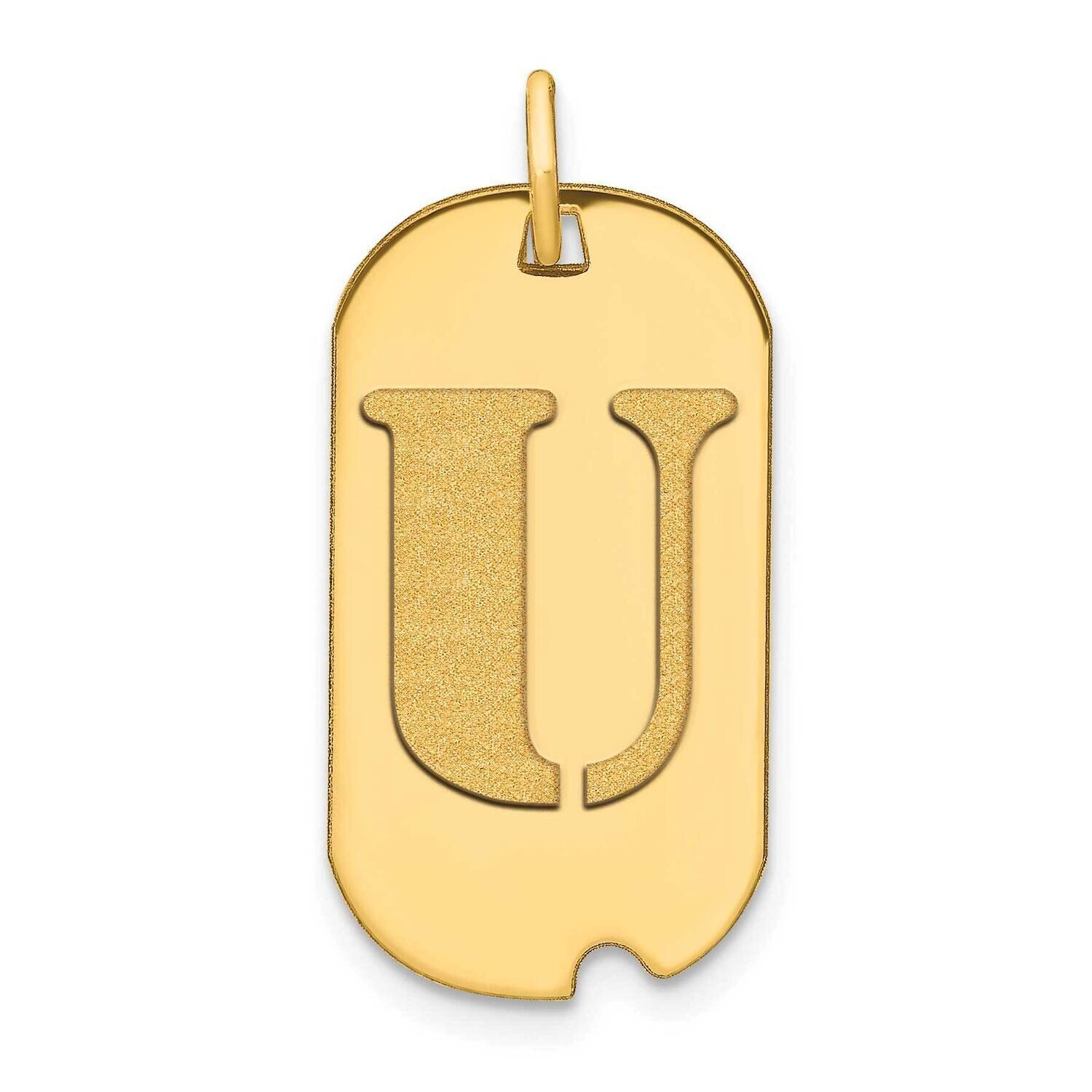 Letter U Initial Dog Tag Pendant 14k Gold Polished YC1439U, MPN: YC1439U, 196904077733
