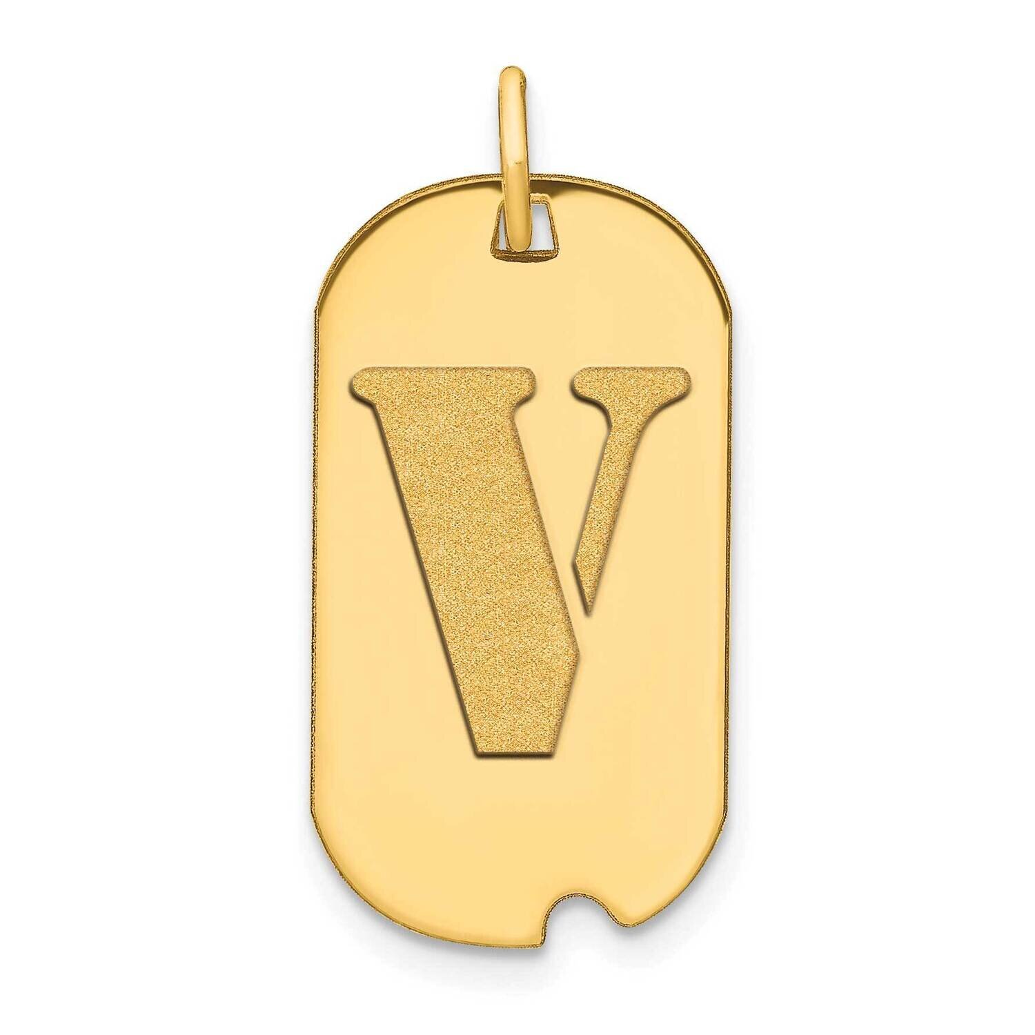 Letter V Initial Dog Tag Pendant 14k Gold Polished YC1439V, MPN: YC1439V, 196904084250