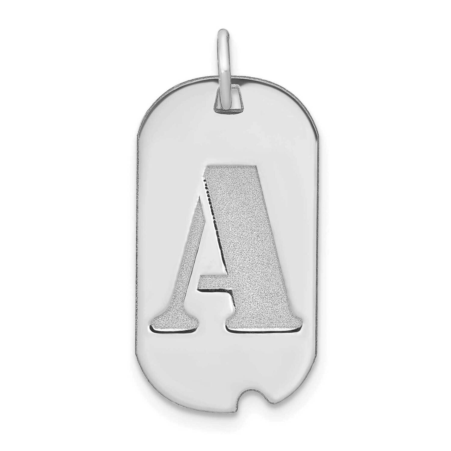 Letter A Initial Dog Tag Pendant 14k White Gold Polished YC1439WA