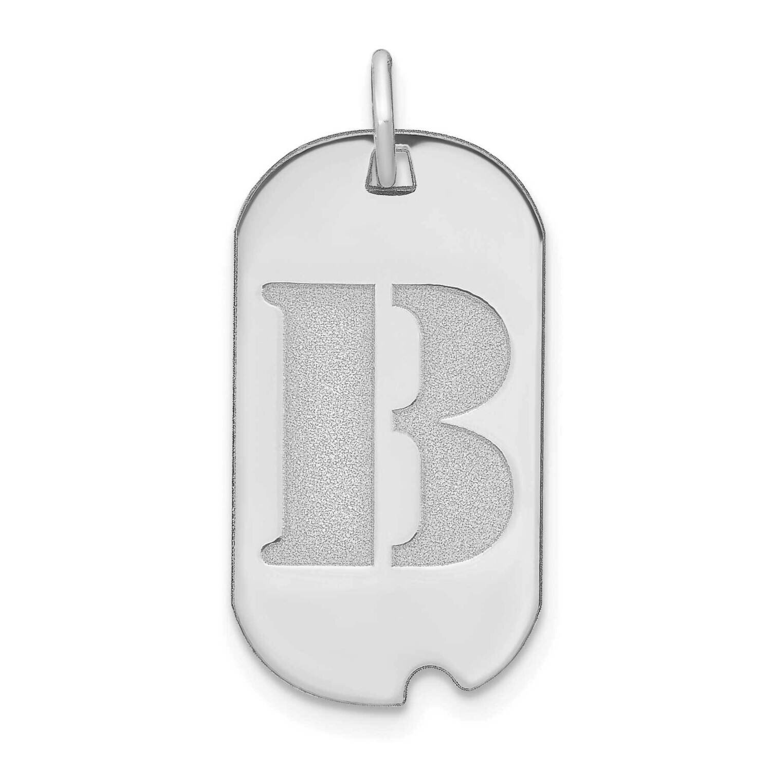 Letter B Initial Dog Tag Pendant 14k White Gold Polished YC1439WB, MPN: YC1439WB, 196904086148