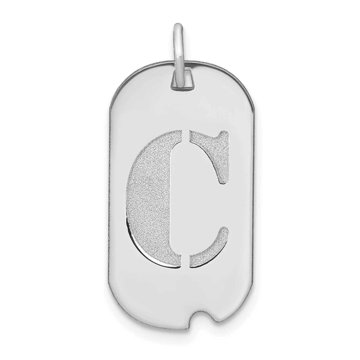 Letter C Initial Dog Tag Pendant 14k White Gold Polished YC1439WC, MPN: YC1439WC, 196904086988
