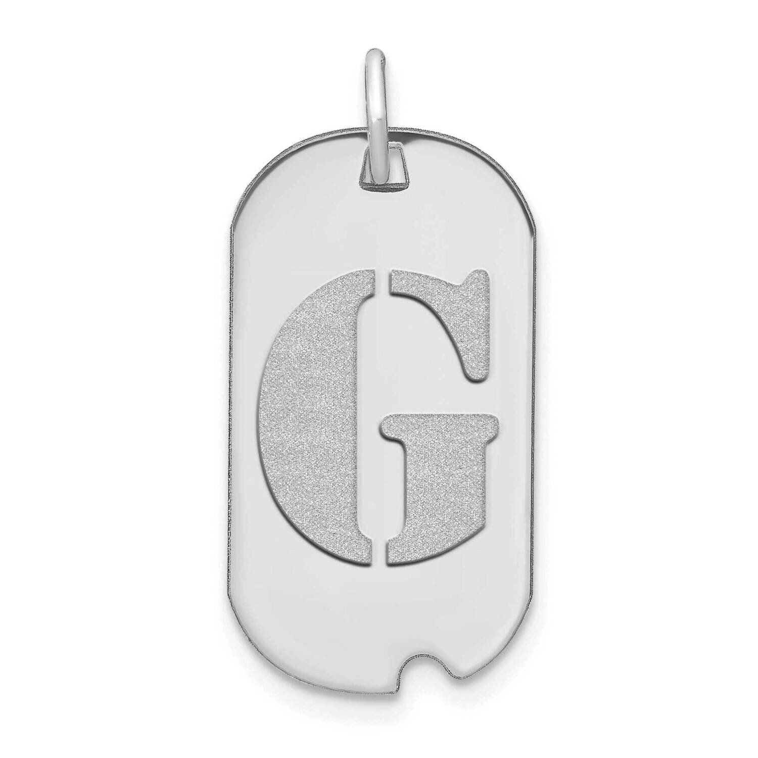 Letter G Initial Dog Tag Pendant 14k White Gold Polished YC1439WG, MPN: YC1439WG, 196904087688