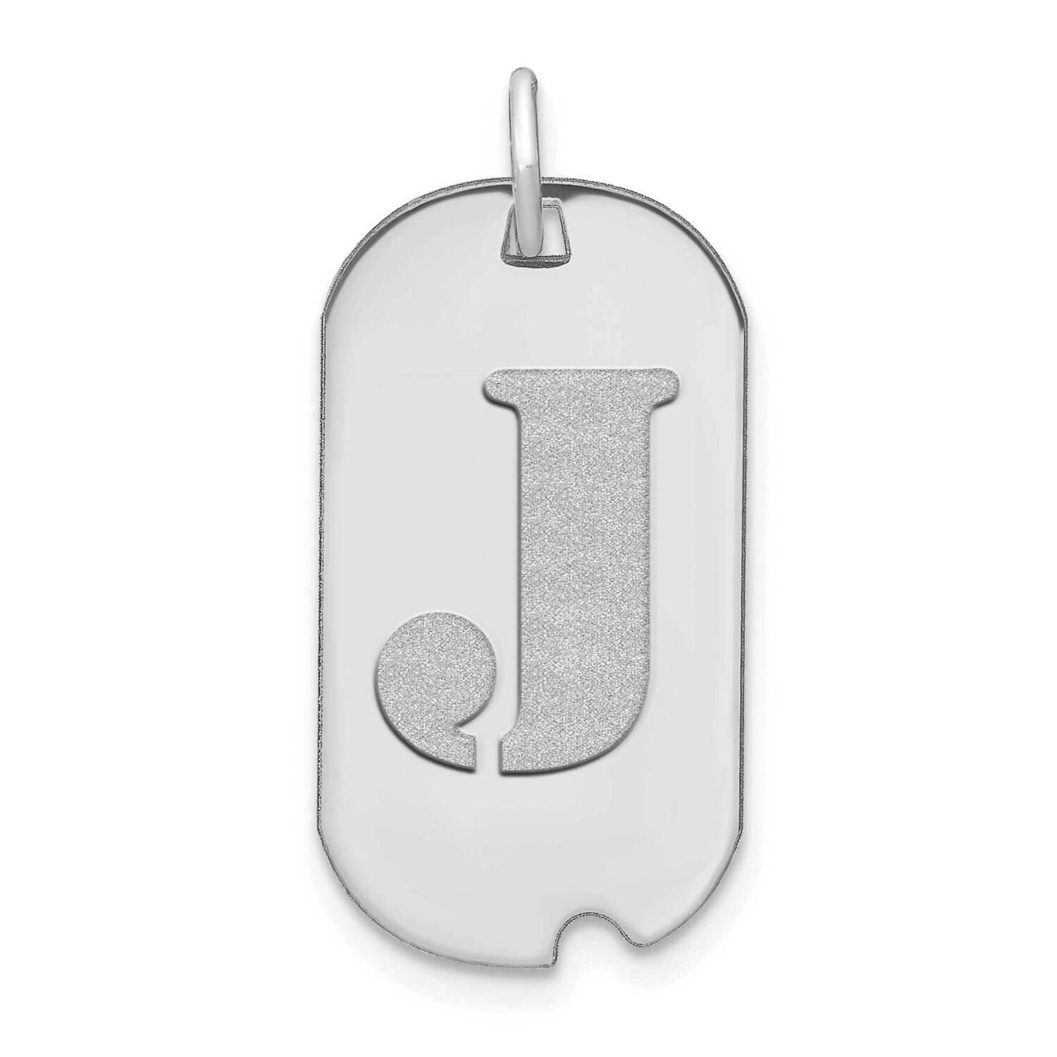 Letter J Initial Dog Tag Pendant 14k White Gold Polished YC1439WJ, MPN: YC1439WJ, 196904086124