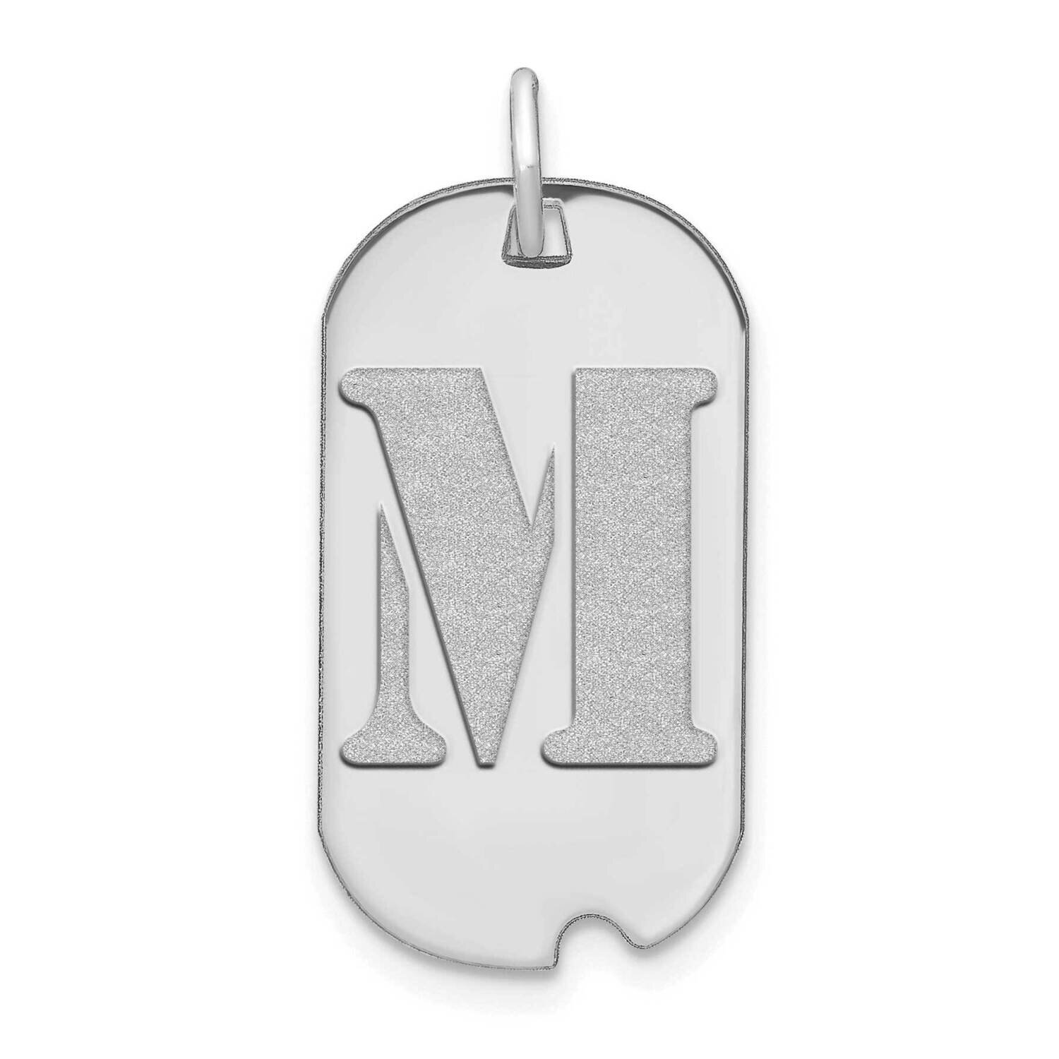 Letter M Initial Dog Tag Pendant 14k White Gold Polished YC1439WM, MPN: YC1439WM, 196904086117