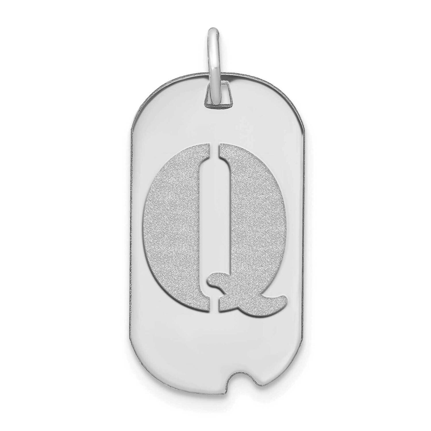 Letter Q Initial Dog Tag Pendant 14k White Gold Polished YC1439WQ, MPN: YC1439WQ, 196904077726