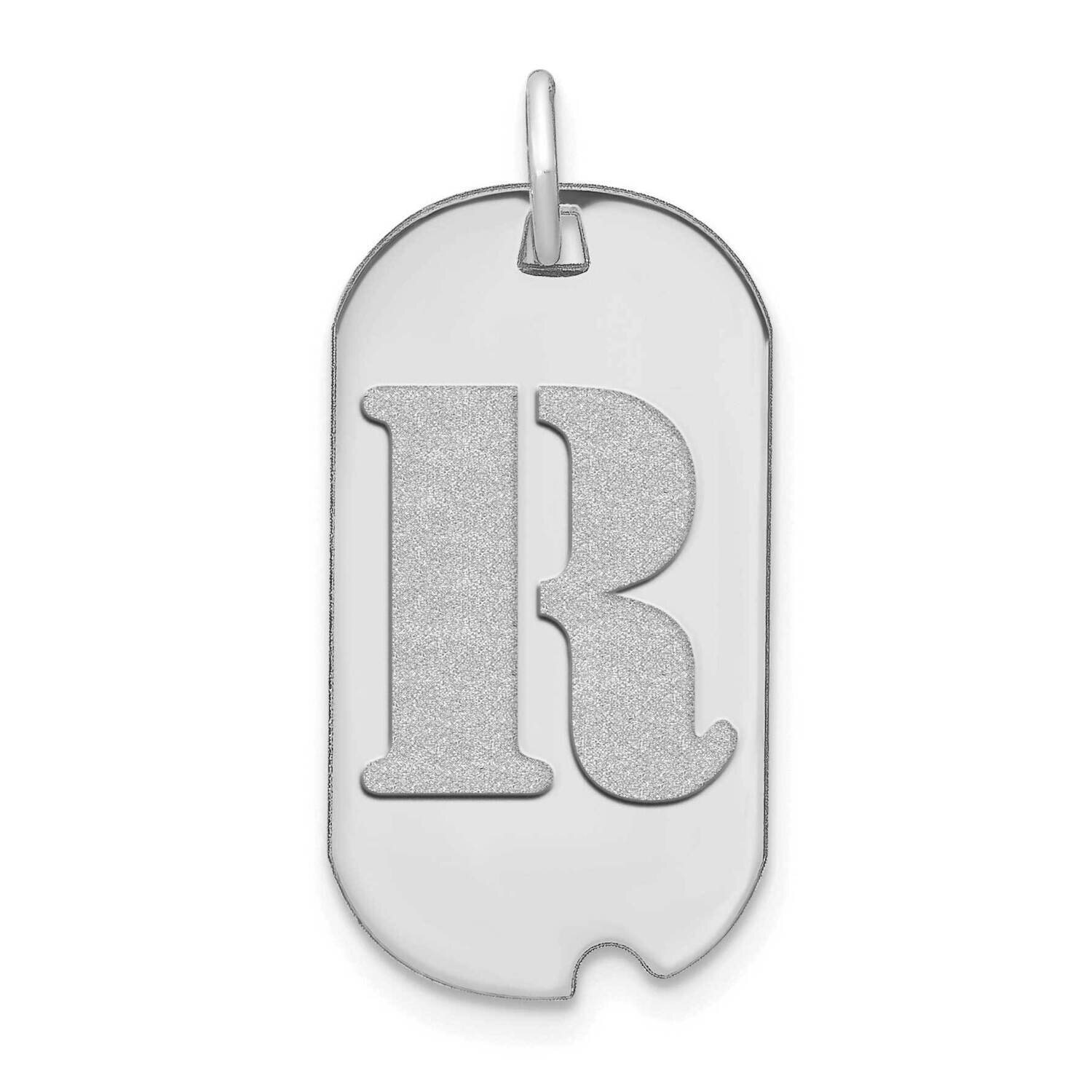 Letter R Initial Dog Tag Pendant 14k White Gold Polished YC1439WR, MPN: YC1439WR, 196904086957