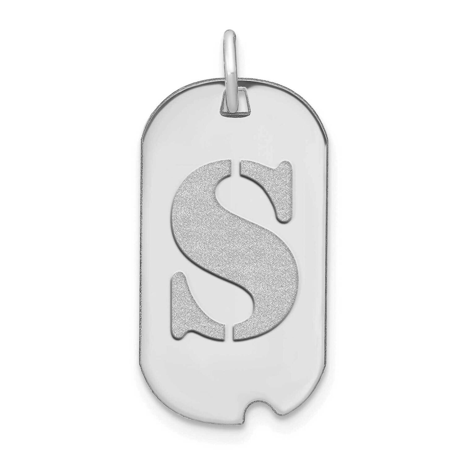 Letter S Initial Dog Tag Pendant 14k White Gold Polished YC1439WS, MPN: YC1439WS, 196904087664
