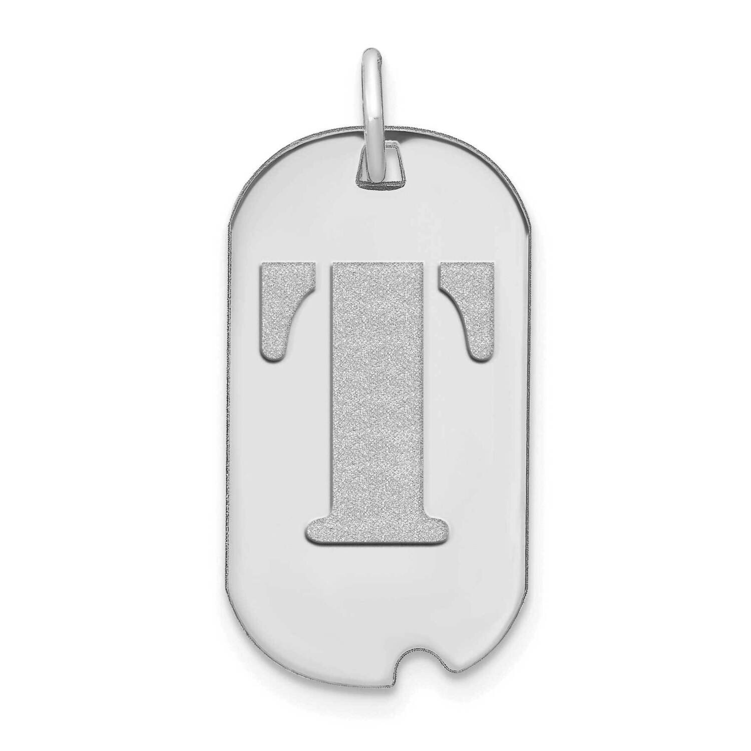 Letter T Initial Dog Tag Pendant 14k White Gold Polished YC1439WT, MPN: YC1439WT, 196904086100