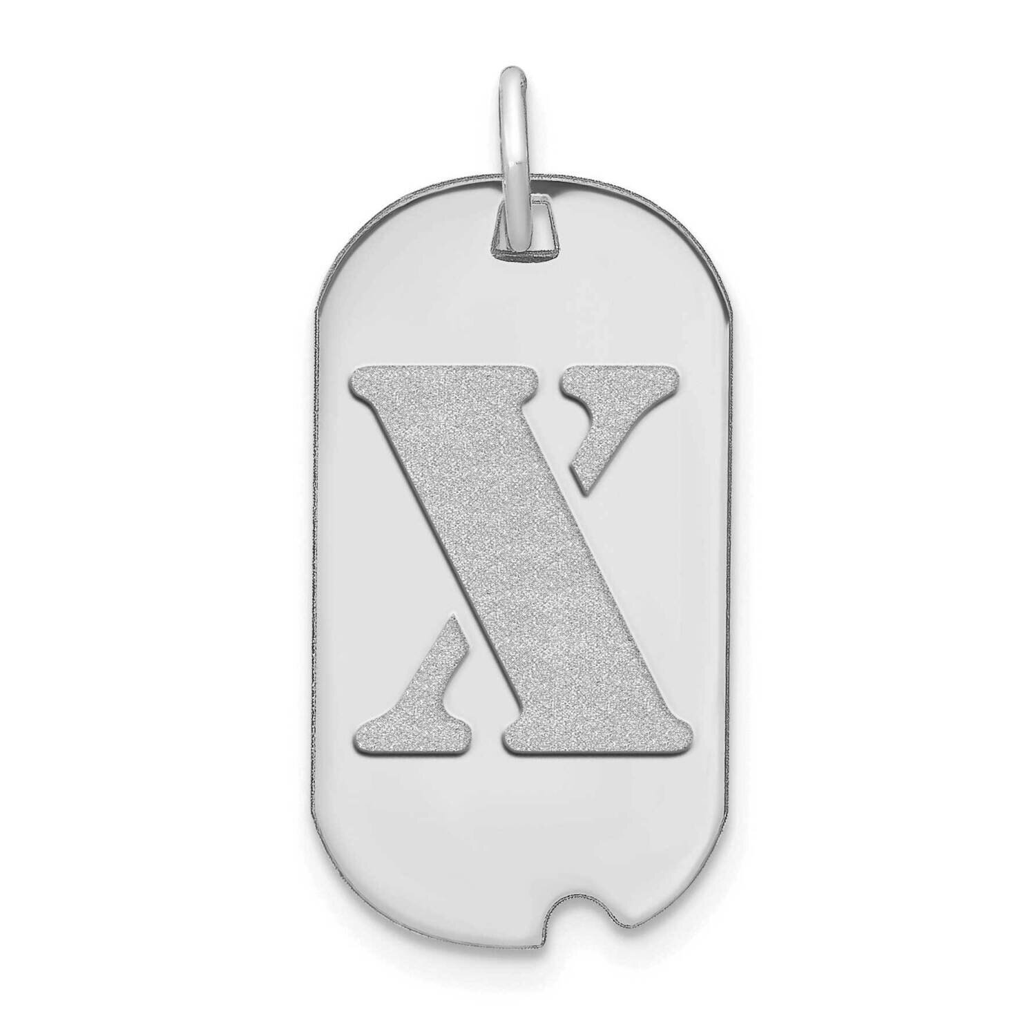 Letter X Initial Dog Tag Pendant 14k White Gold Polished YC1439WX, MPN: YC1439WX,