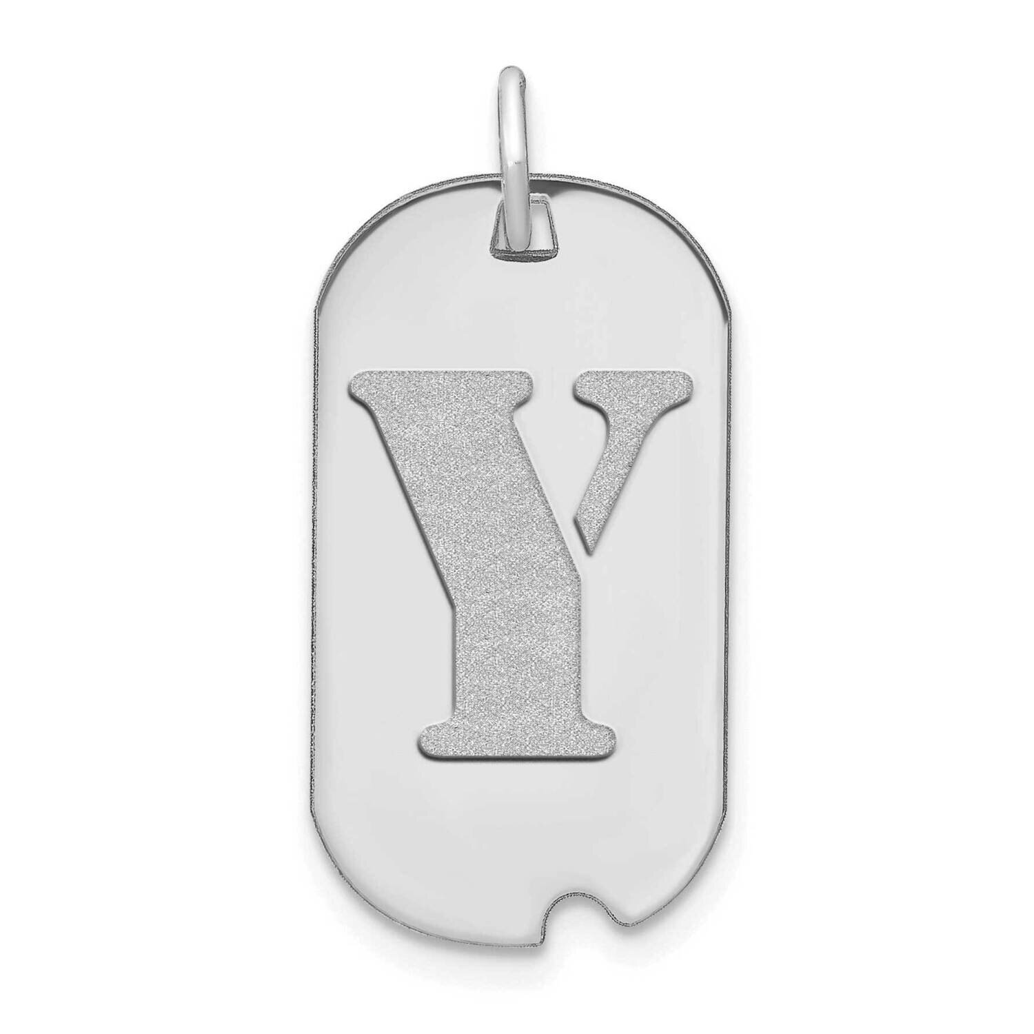 Letter Y Initial Dog Tag Pendant 14k White Gold Polished YC1439WY, MPN: YC1439WY,