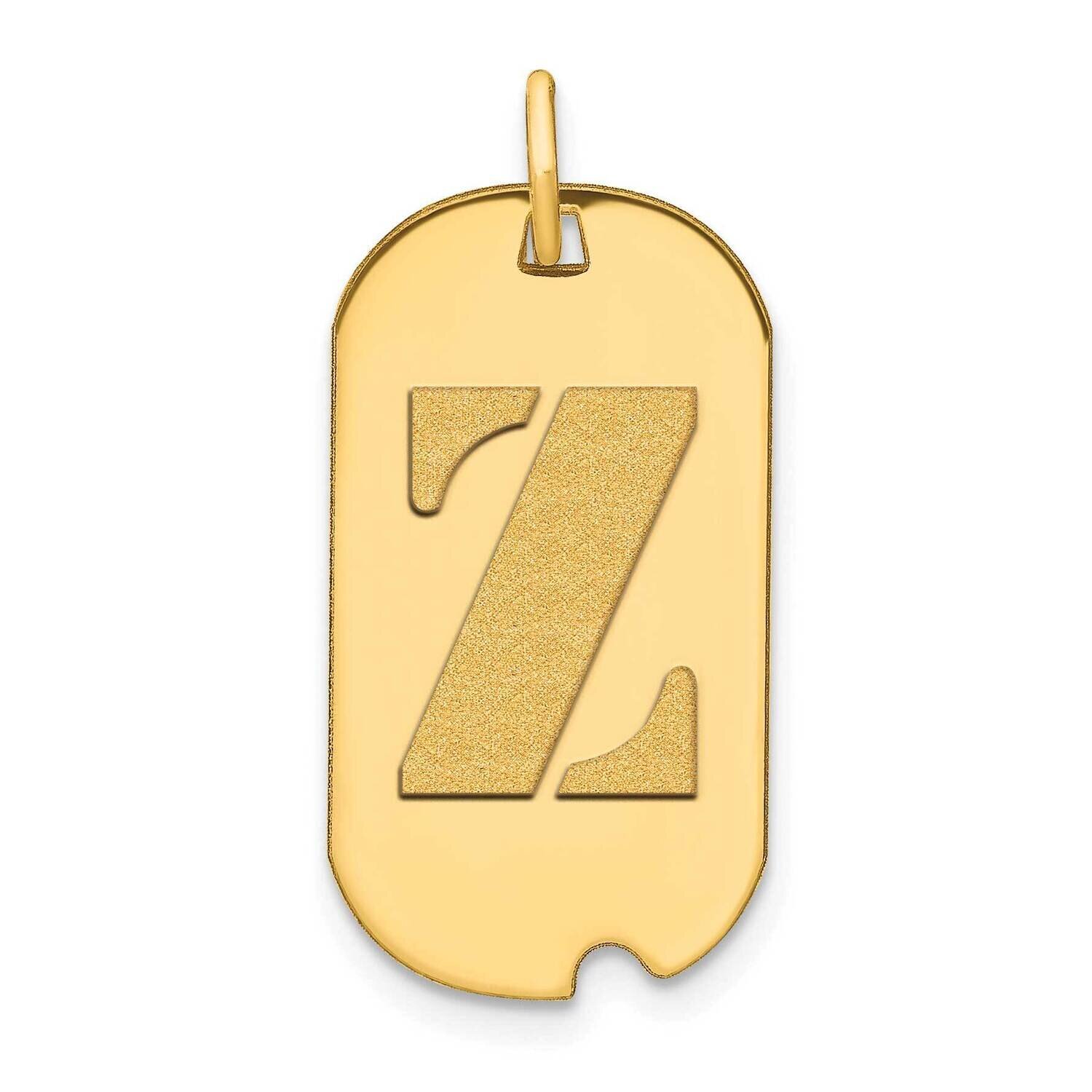 Letter Z Initial Dog Tag Pendant 14k Gold Polished YC1439Z