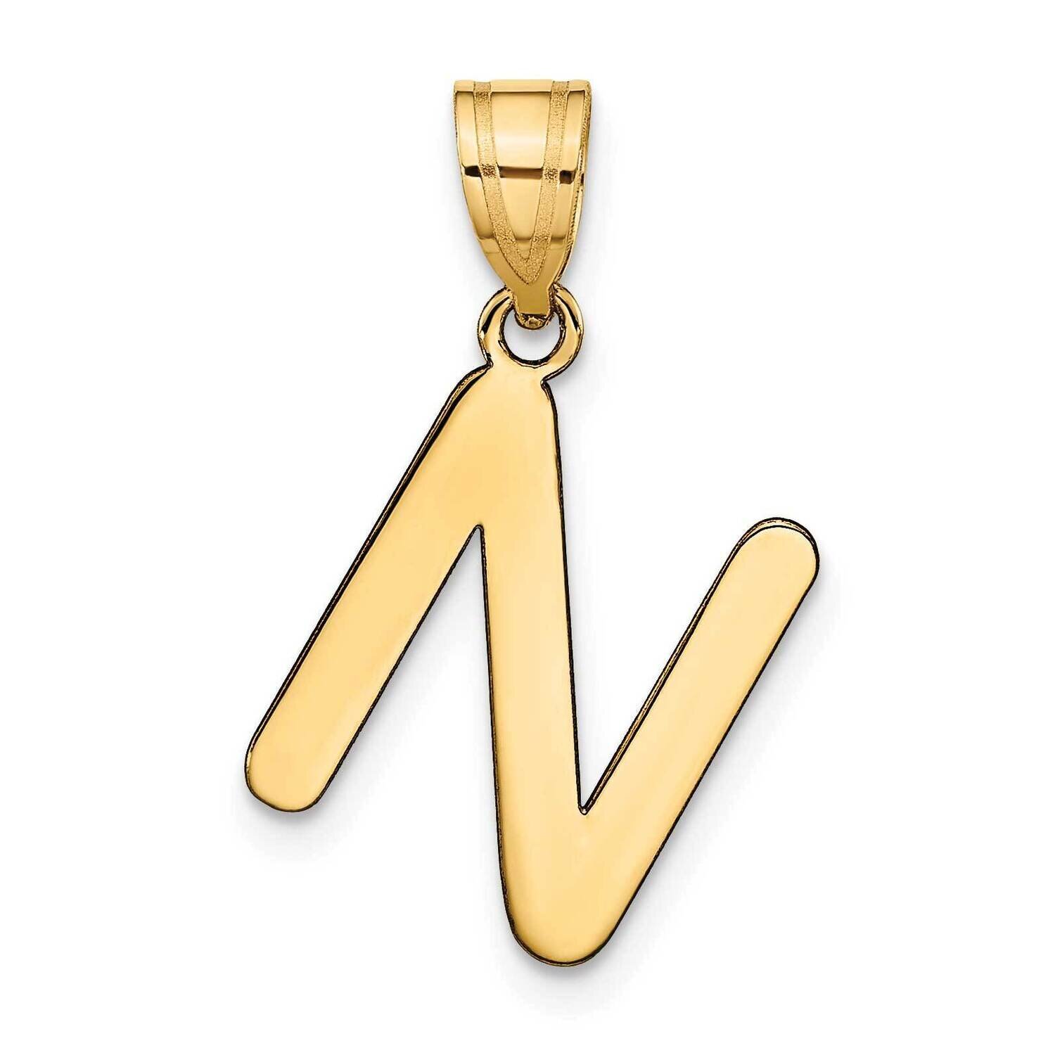 Bubble Letter N Initial Pendant 14k Gold Polished YC1441N