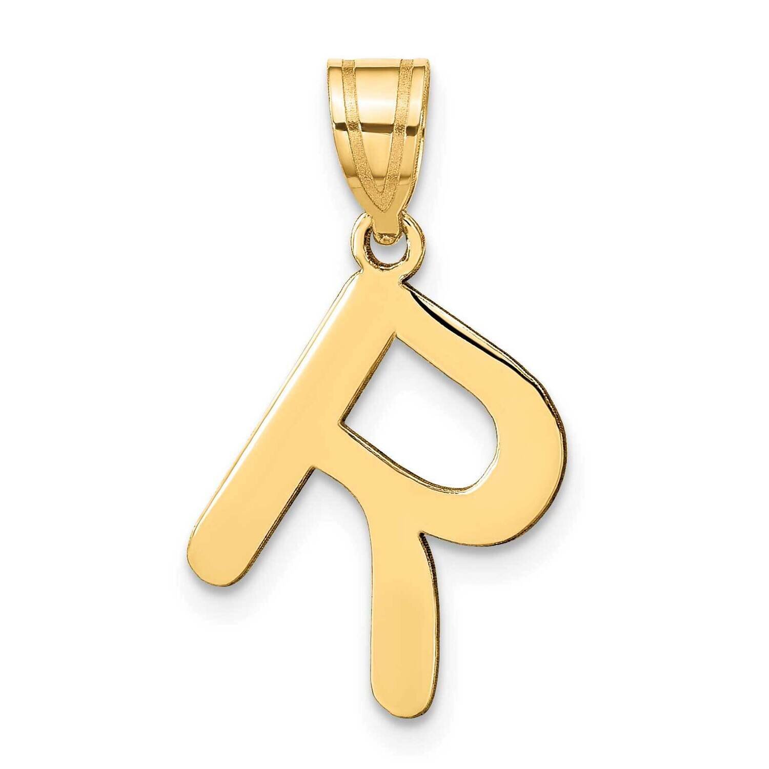 Bubble Letter R Initial Pendant 14k Gold Polished YC1441R