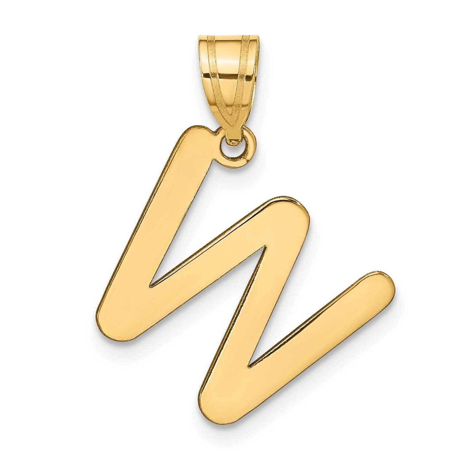Bubble Letter W Initial Pendant 14k Gold Polished YC1441W