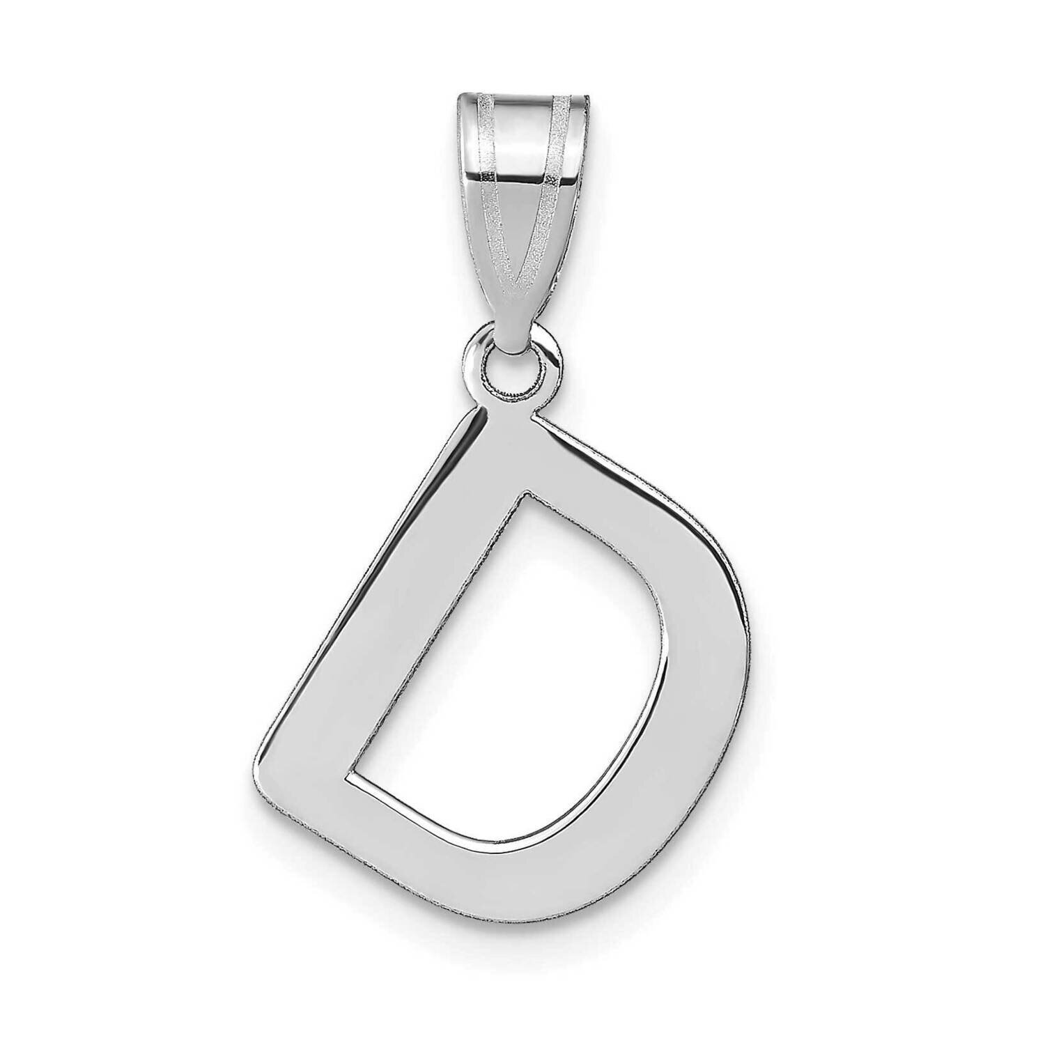 Bubble Letter D Initial Pendant 14k White Gold Polished YC1441WD