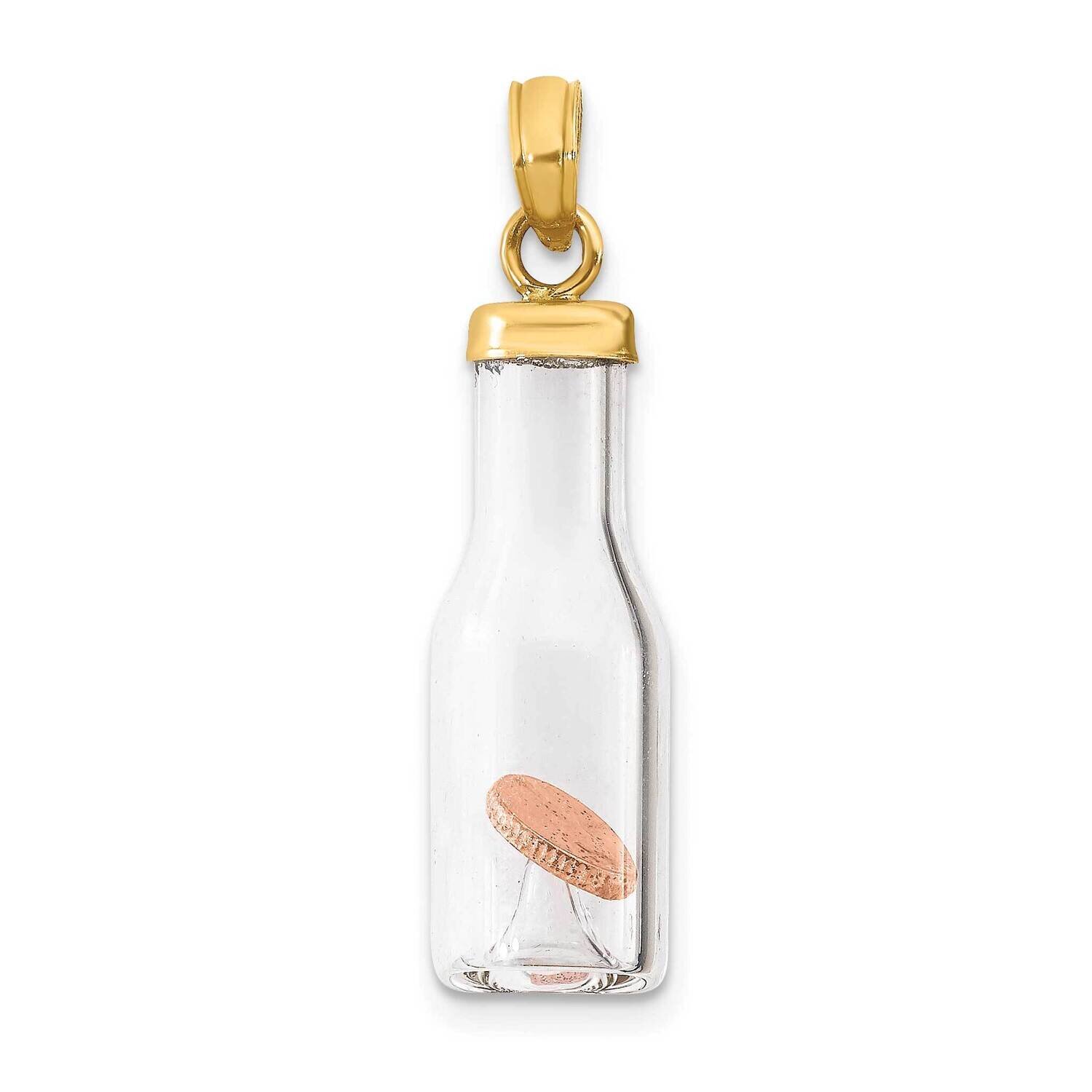 3-D Mini Penny In Glass Bottle Pendant 14k Two-tone Gold YC549, MPN: YC549, 637218008520
