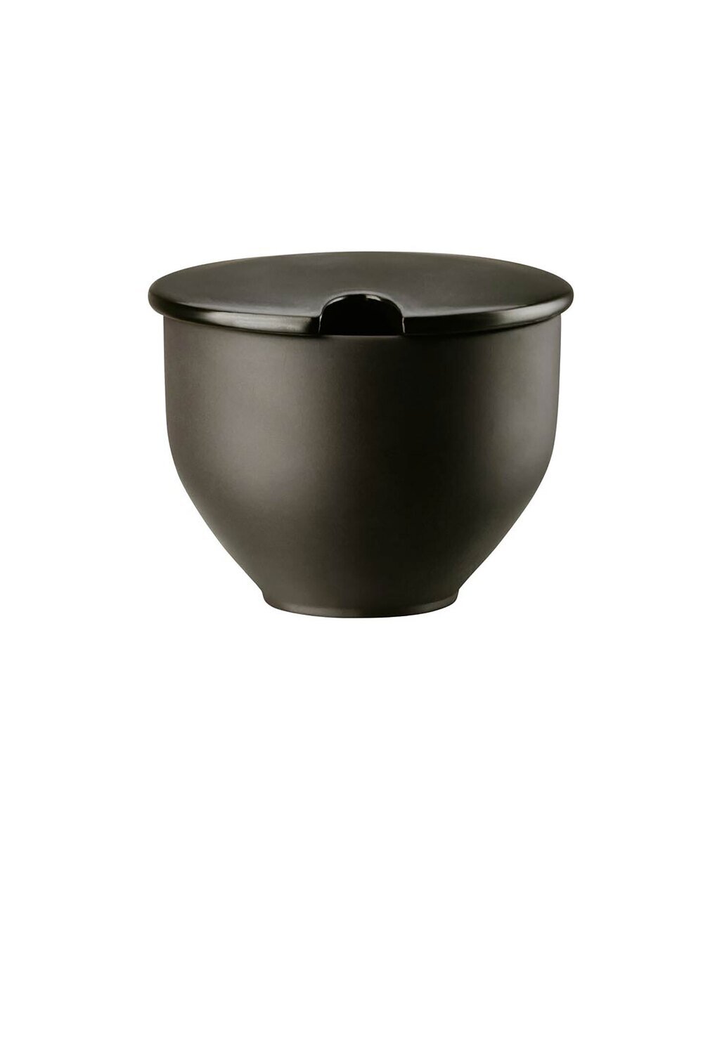 Rosenthal Junto -Slate Grey Stoneware Covered Sugar Bowl Set w indent 8 1/2 oz