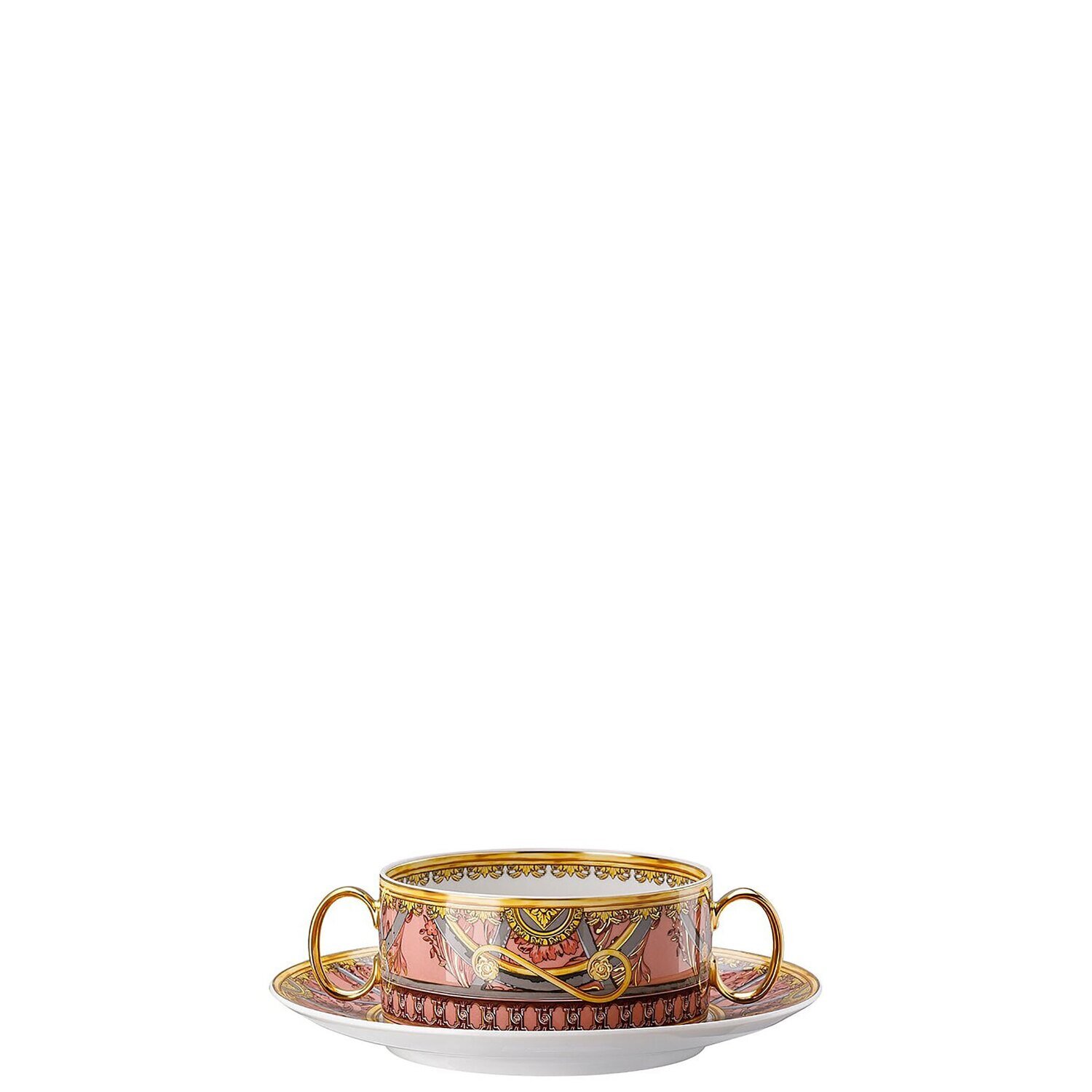 Versace La Scala del Palazzo Rosa Cream Soup Cup &amp; Saucer 6 3/4 Inch, MPN: 19335-403665-10420, 7909…