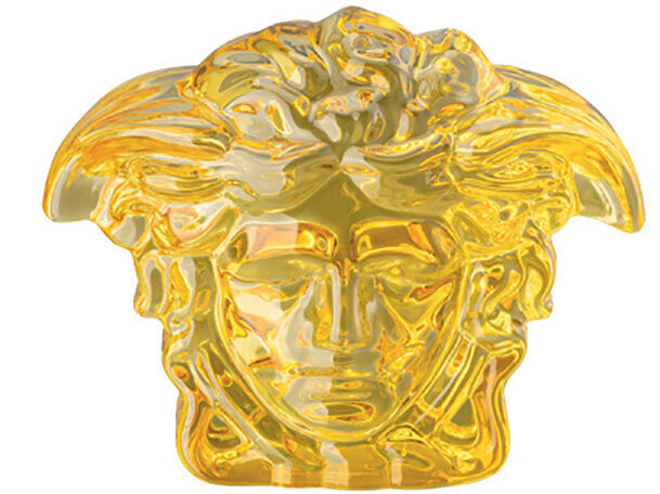 Versace Medusa Lumiere Amber Paperweight 5 x 3 Inch H- 4 Inch