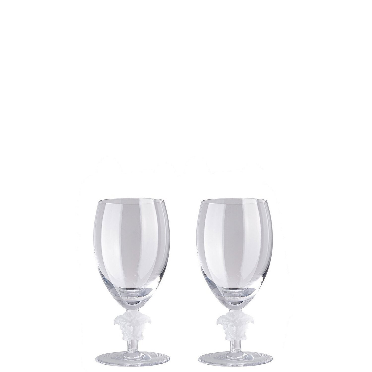 Versace Medusa Lumiere 2 Short Stem Clear White Wine Set of Two 6 1/2 Inch
