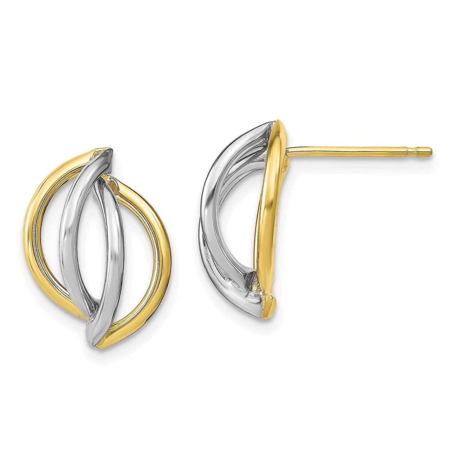 Leslie&#39;s Post Dangle Earrings 10k Two-tone Gold Polished HB-10LE500, MPN: 10LE500, 191101736322