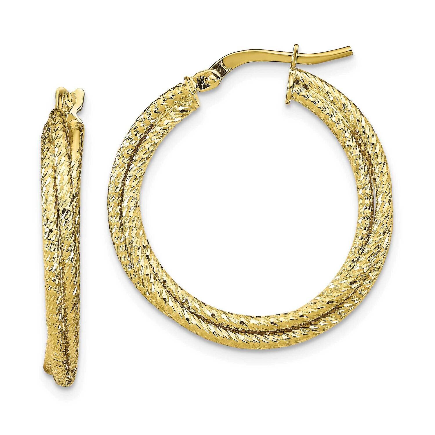 Leslie&#39;s Hoop Earrings 10k Gold Polished Diamond-cut HB-10LE505, MPN: 10LE505, 191101737961
