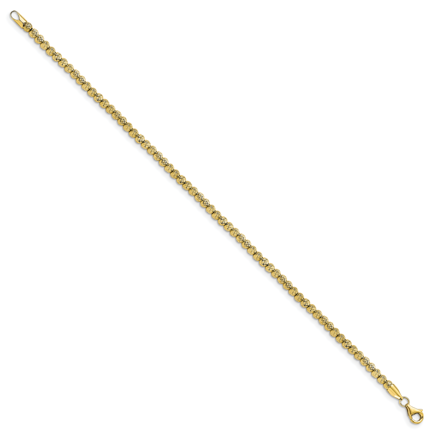 Fancy LinkBeaded Bracelet 10k Gold Polished Diamond-cut HB-10LF582-7.5