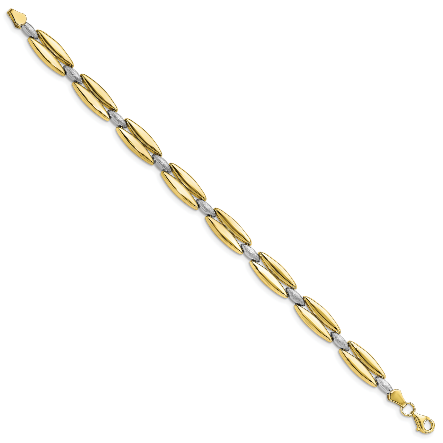 Brushed Bracelet 10k Two-tone Gold Polished HB-10LF594-7.5