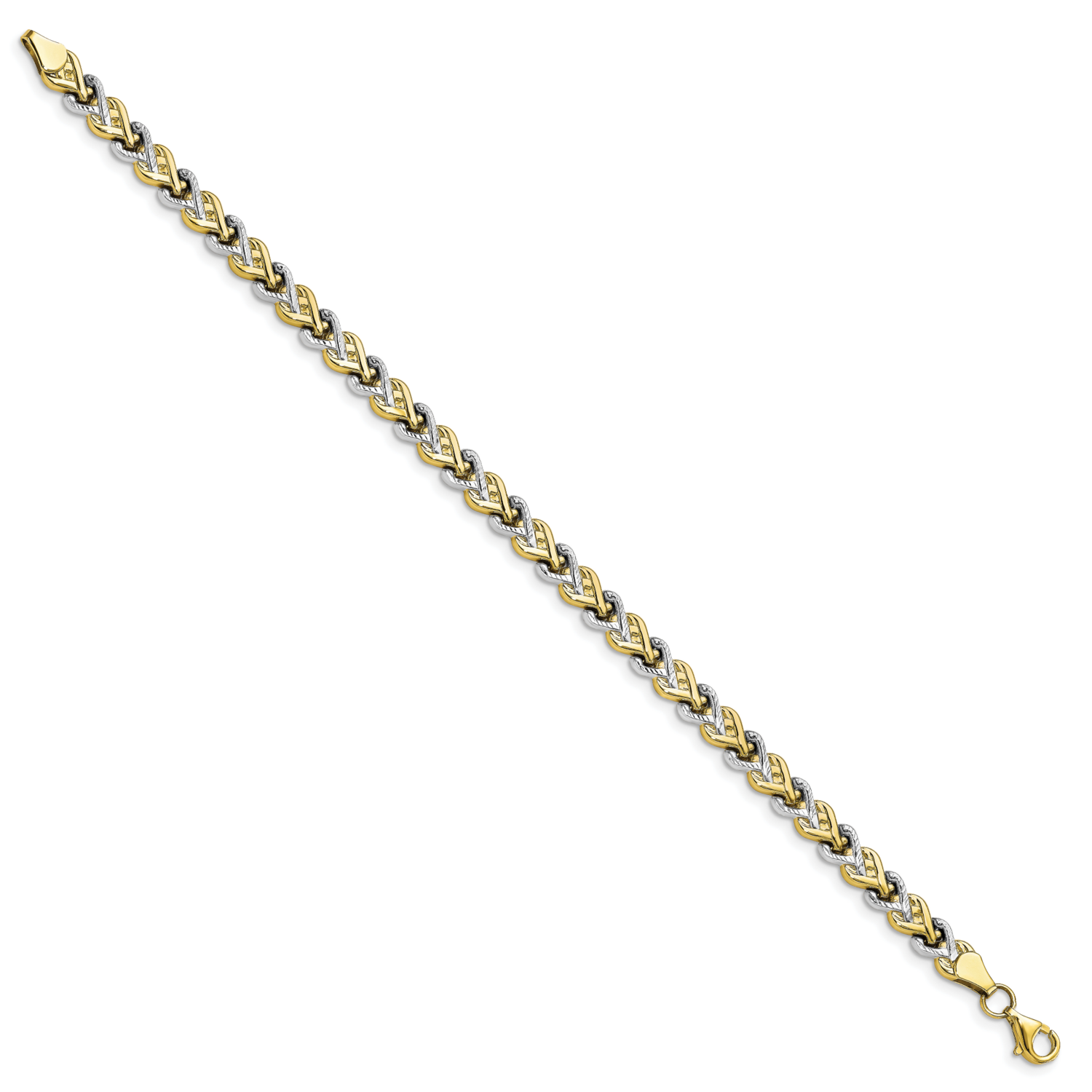 Leslie&#39;s Bracelet 10k Gold Rhodium-plated Polished Diamond-cut HB-10LF597-7.5, MPN: 10LF597-7.5, 19…