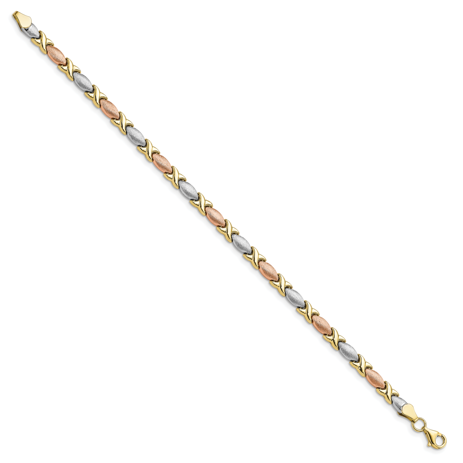 Leslie&#39;s Brushed Bracelet 10k Gold Tri-color Polished HB-10LF598-7.5, MPN: 10LF598-7.5, 191101744549