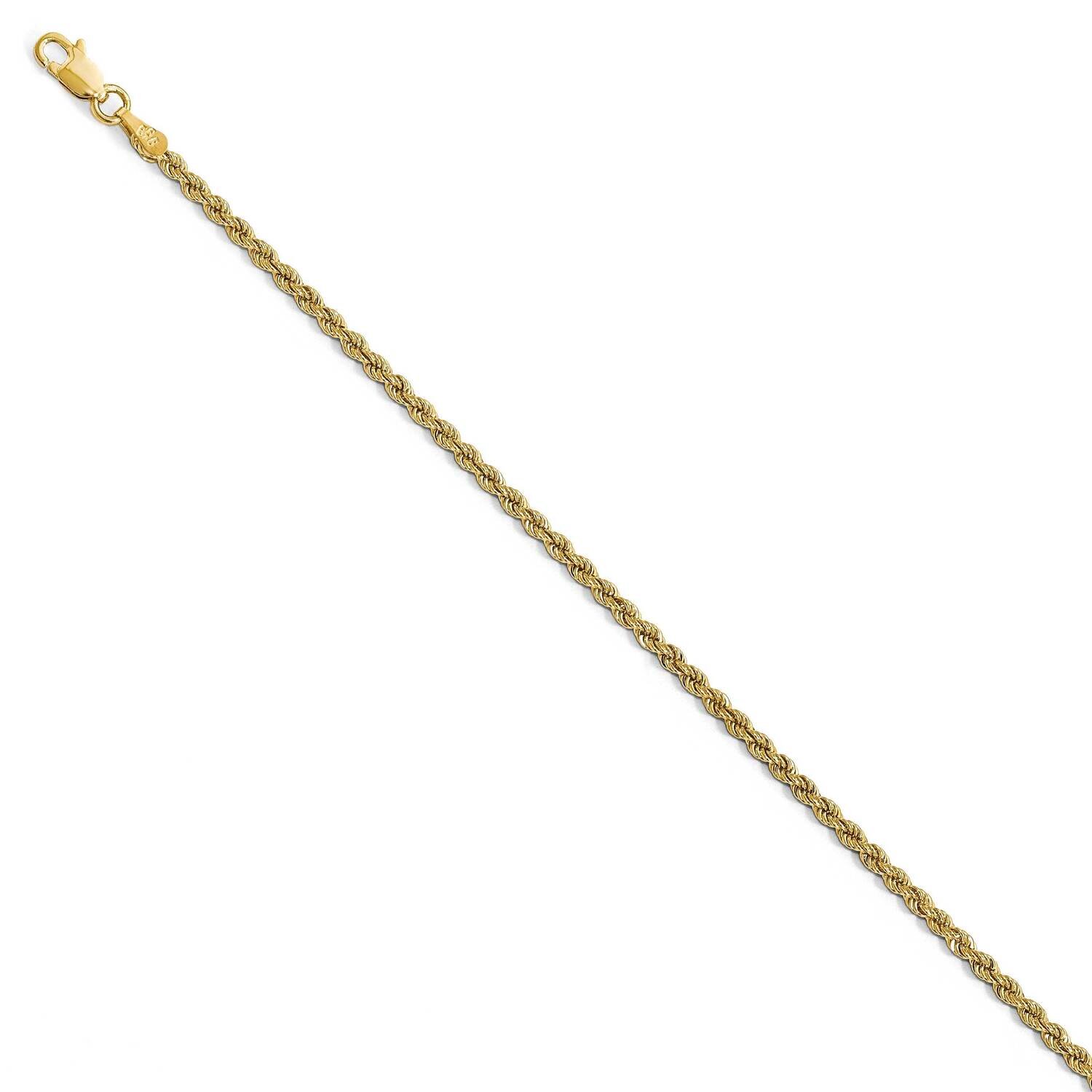 2.25mm Regular Rope Chain 8 Inch 14k Gold HB-7227-8