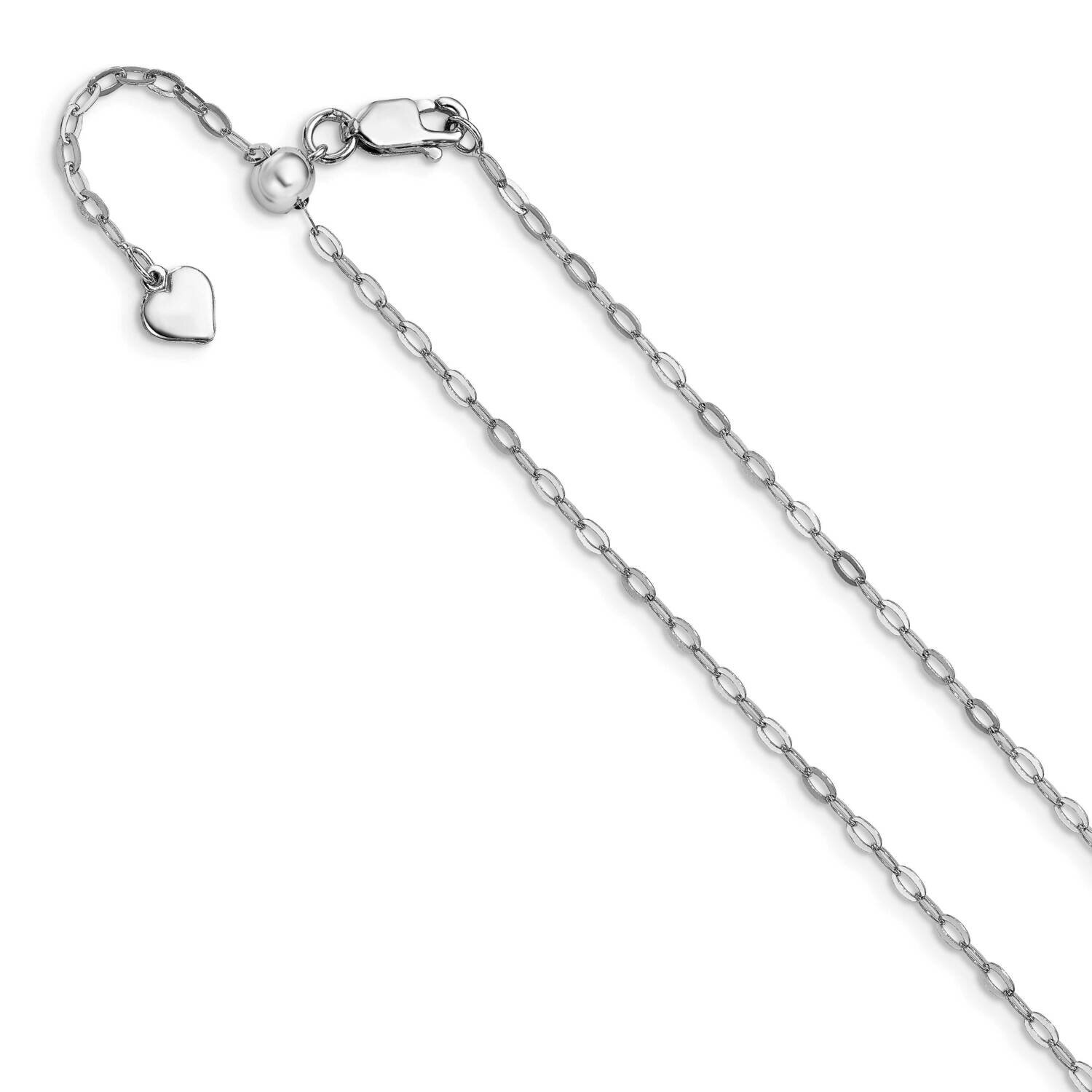 Adjustable Flat Oval Chain 22 Inch Sterling Silver Rhodium-plated HB-FC91-22