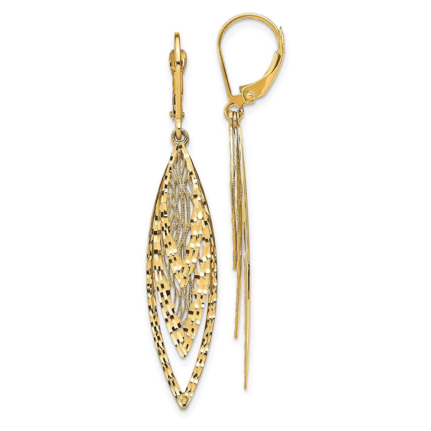 Leslie&#39;s Leverback Earrings 14k Gold Polished Diamond-cut HB-LE1944, MPN: LE1944, 191101737237