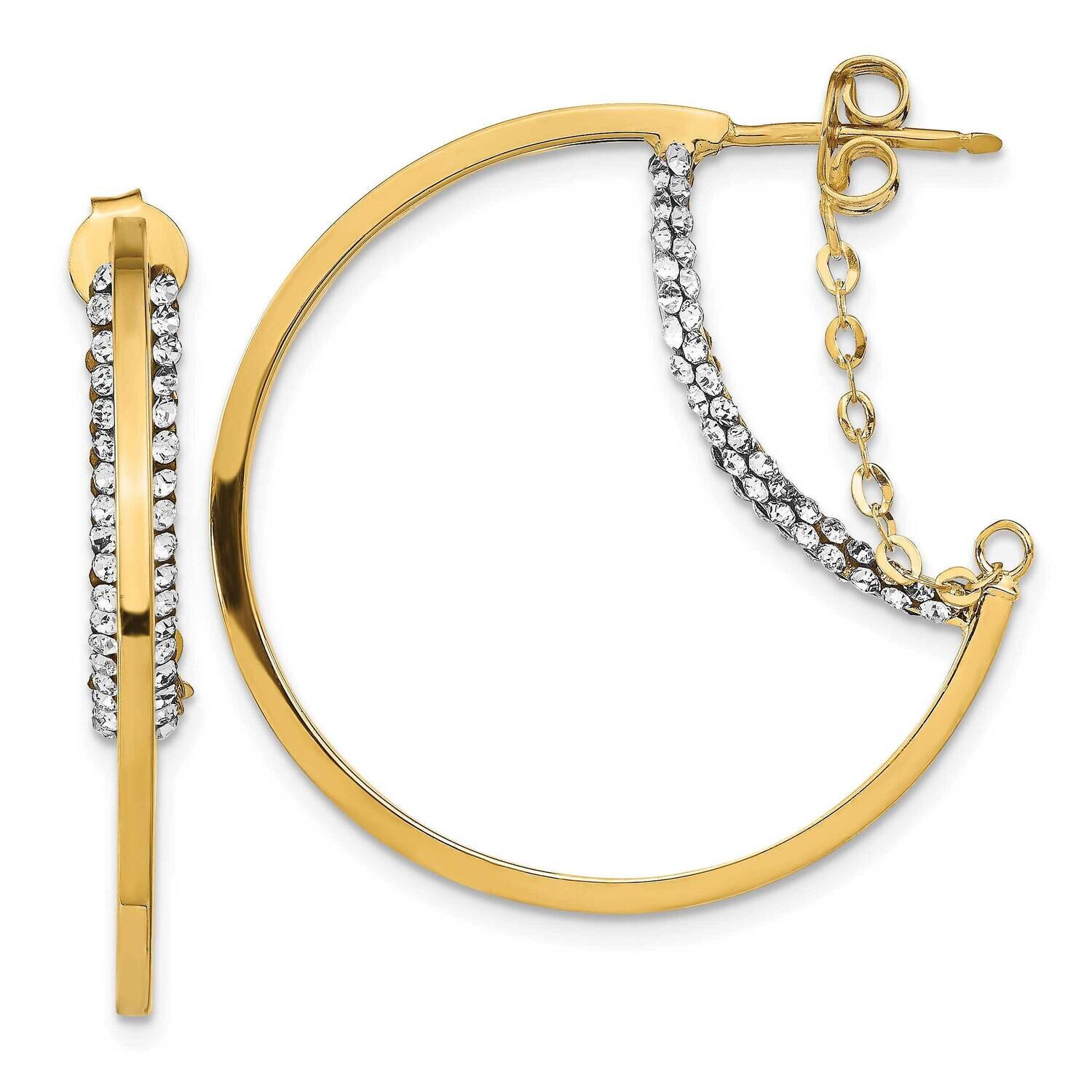 Leslie&#39;s Crystals by Swarovski Hoop with Chain Earrings 32.5 Inch 14k Gold Polished HB-LE1963, MPN:…