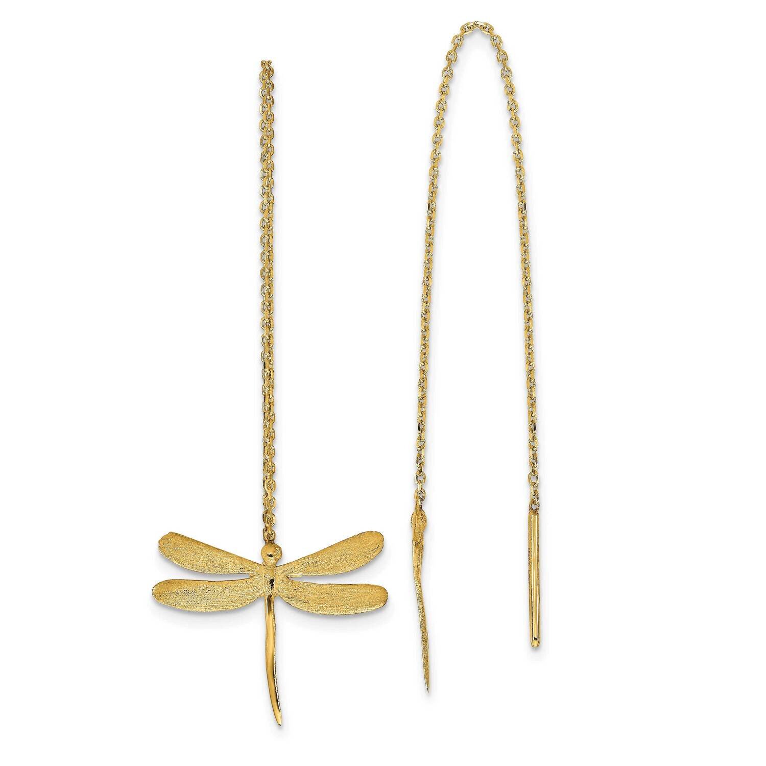 Leslie&#39;s Brushed Dragonfly Threader Earrings 14k Gold Polished HB-LE1972, MPN: LE1972, 191101979514