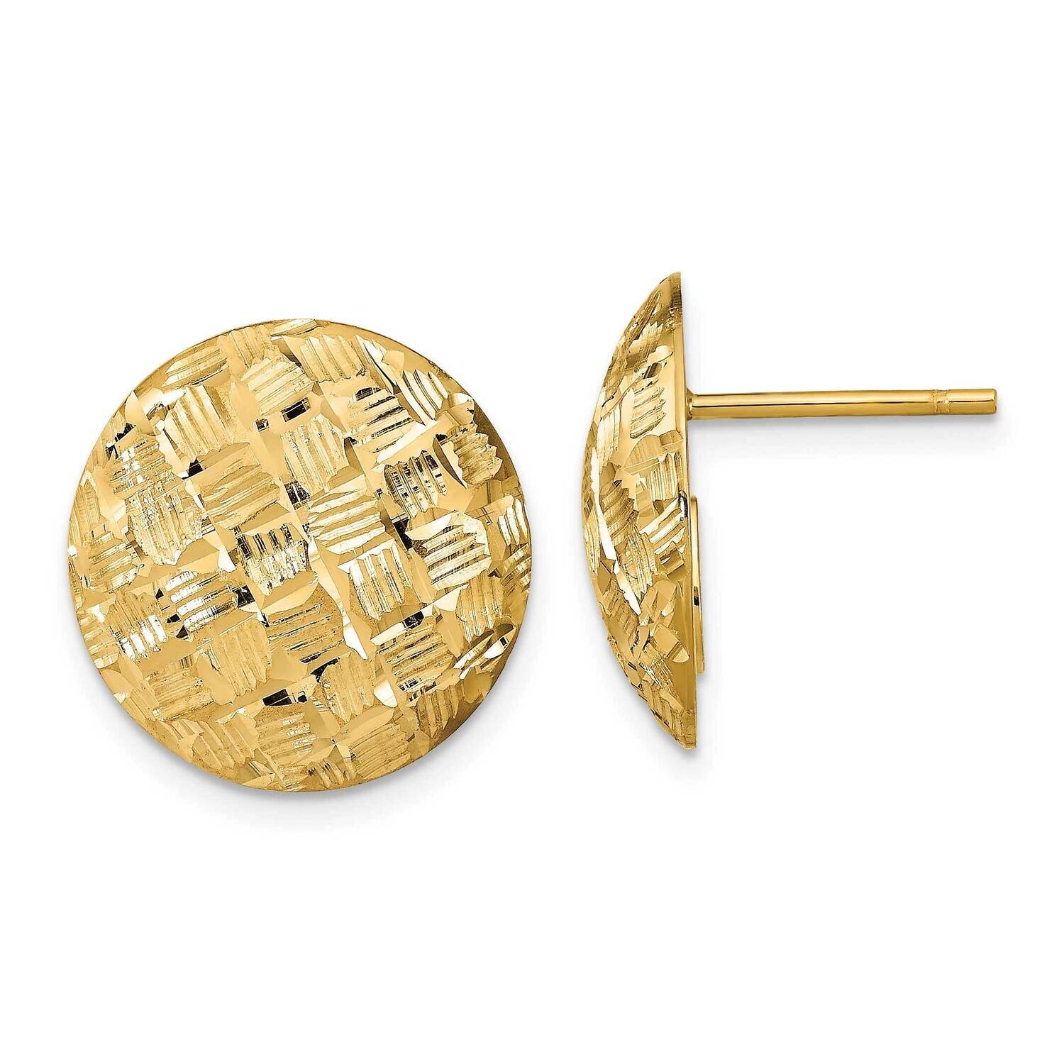 Leslie&#39;s Button Post Earrings 14k Gold Polished Diamond-cut HB-LE1975, MPN: LE1975, 191101736957