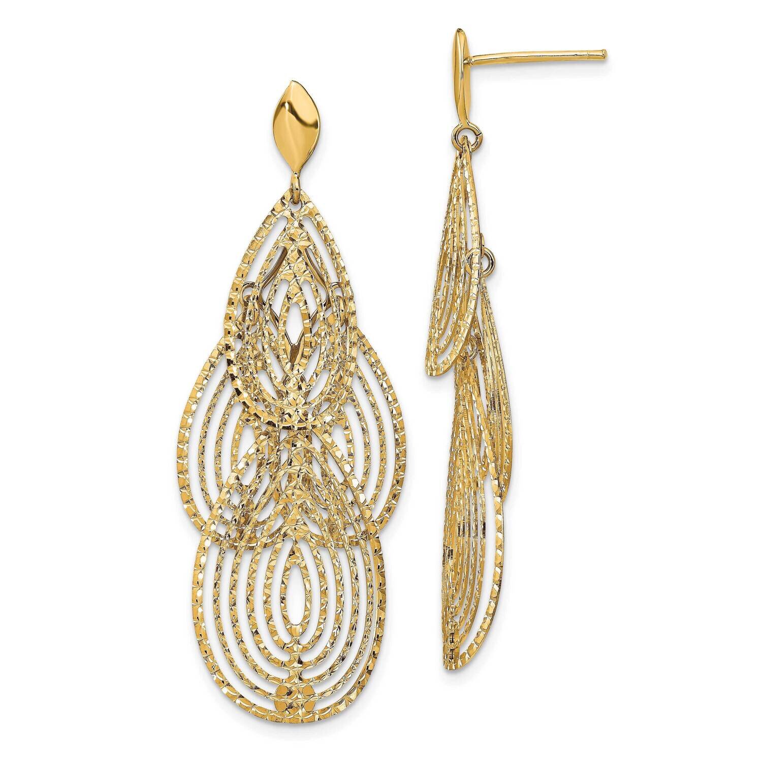 Leslie&#39;s Post Dangle Earrings 14k Gold Polished Diamond-cut HB-LE1988, MPN: LE1988, 191101736940