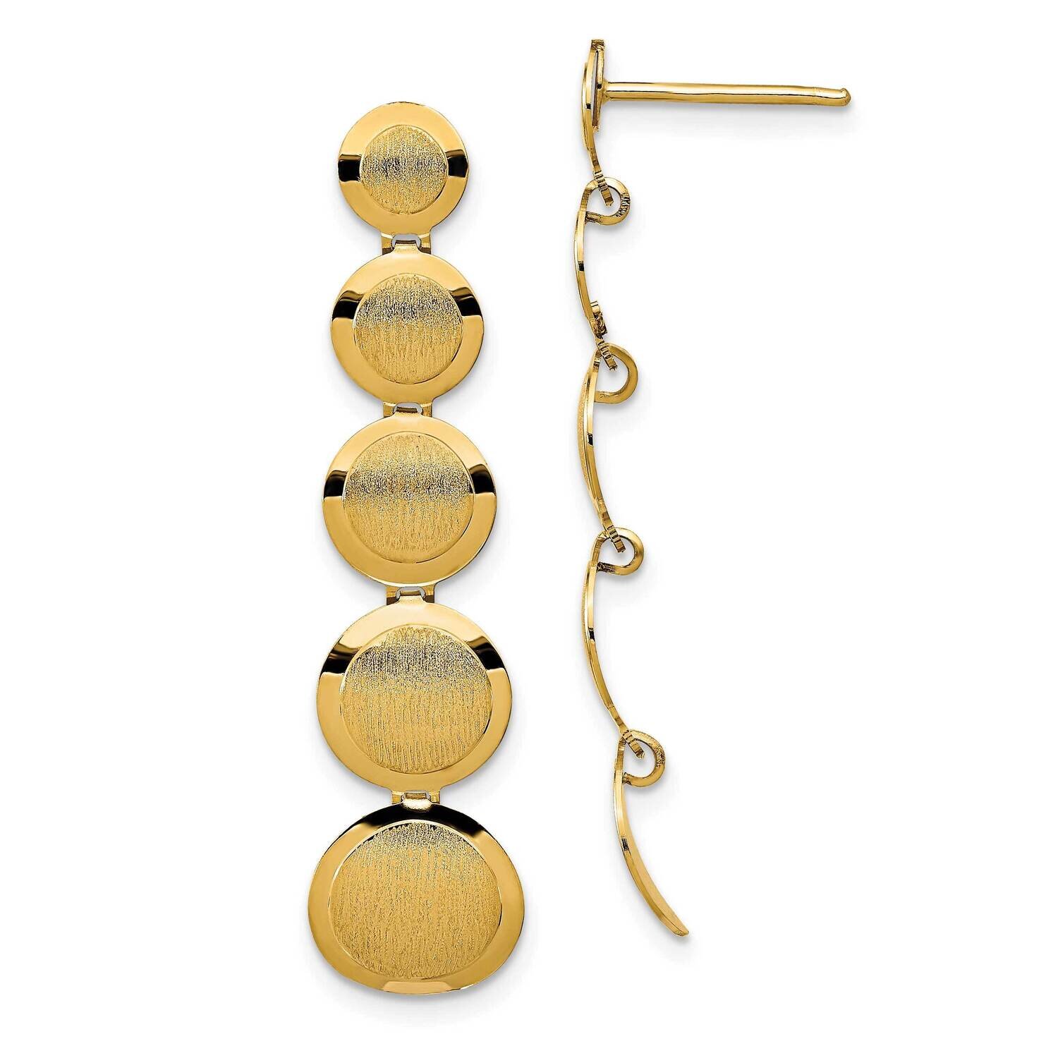 Leslie&#39;s Brushed Post Dangle Earrings 14k Gold Polished HB-LE1991, MPN: LE1991, 191101735653