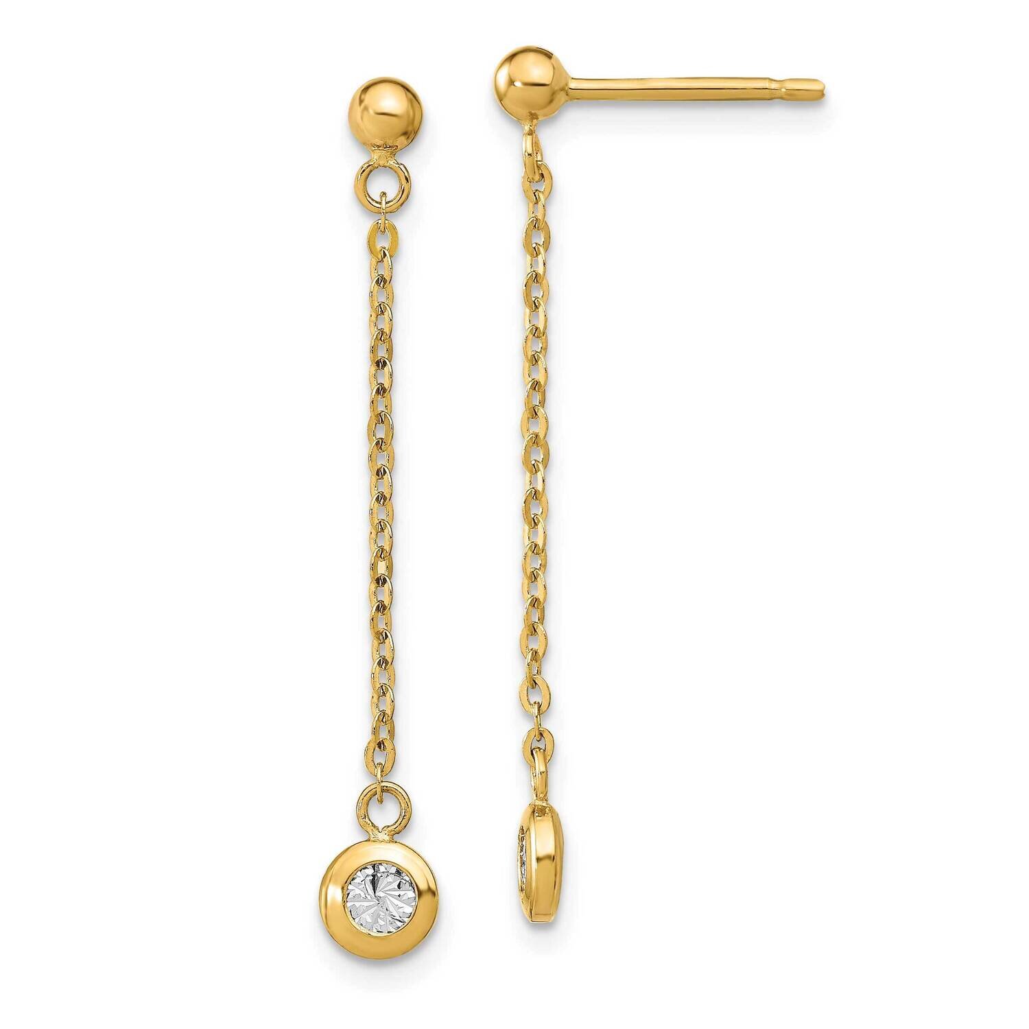 Leslie&#39;s Post Dangle Earrings 14k Two-tone Gold Polished Diamond-cut HB-LE2000, MPN: LE2000, 191101…