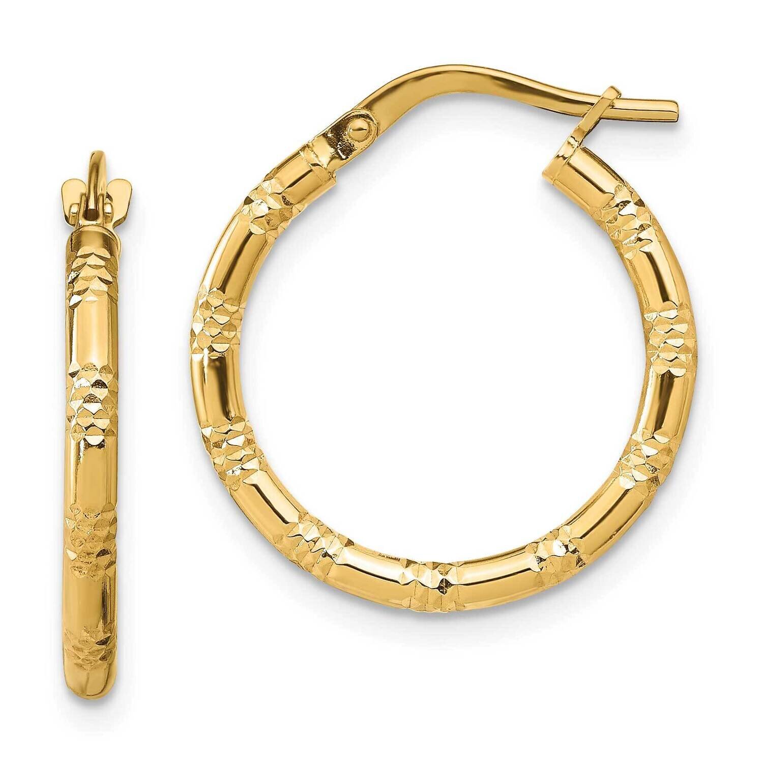 Leslie&#39;s 2mm Polished Hoop Earrings 14k Gold Diamond-cut HB-LE2013, MPN: LE2013, 191101737398