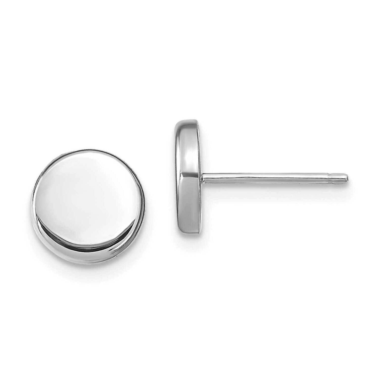 Button Post Earrings 14k White Gold Polished HB-LE2047W