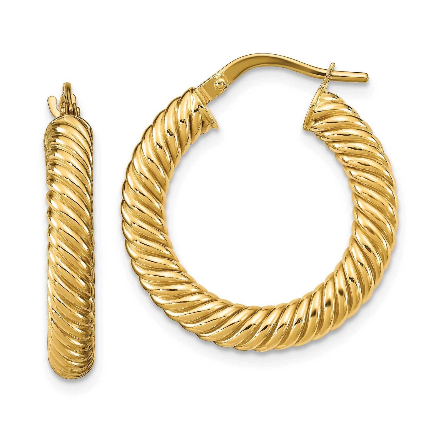 Textured Hoop Earrings 14k Gold Polished HB-LE2066